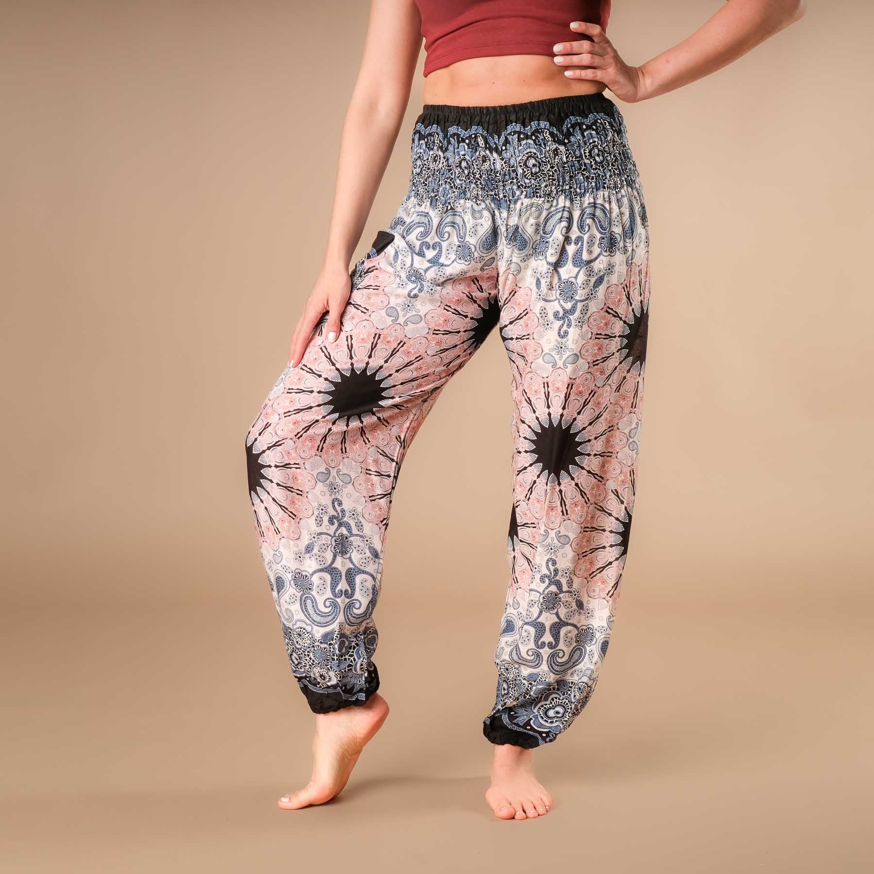 Yoga Haremshose Boho Pants Mandala weiss