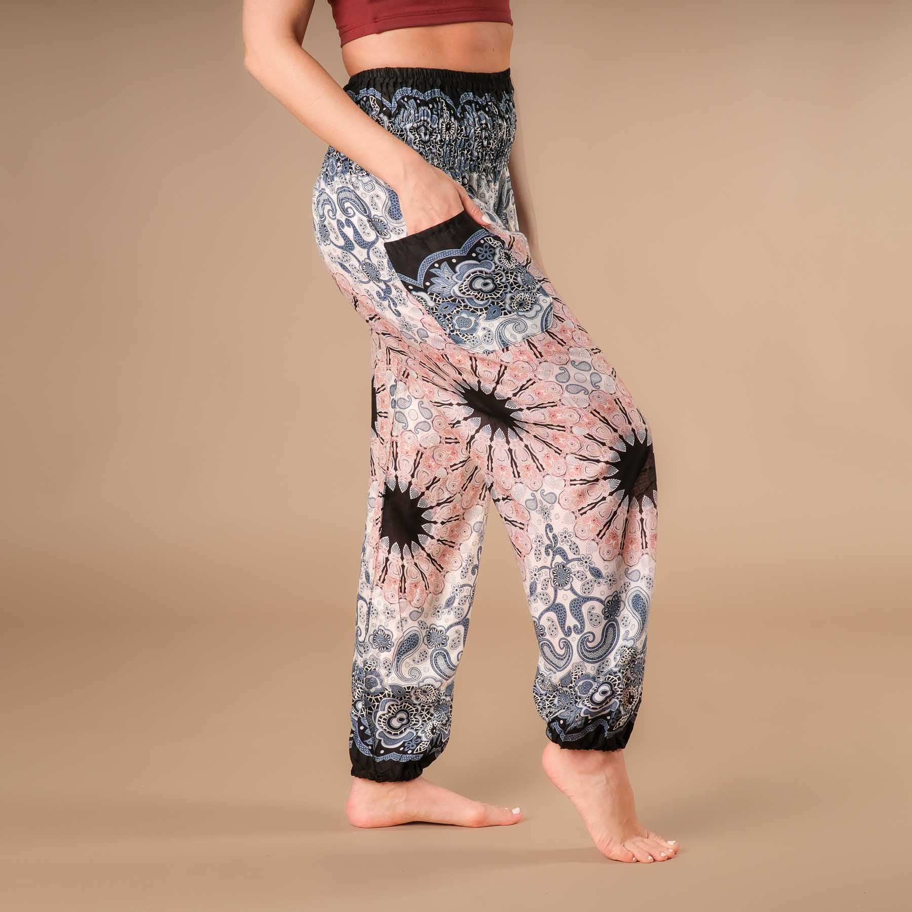 Yoga Haremshose Boho Pants Mandala weiss