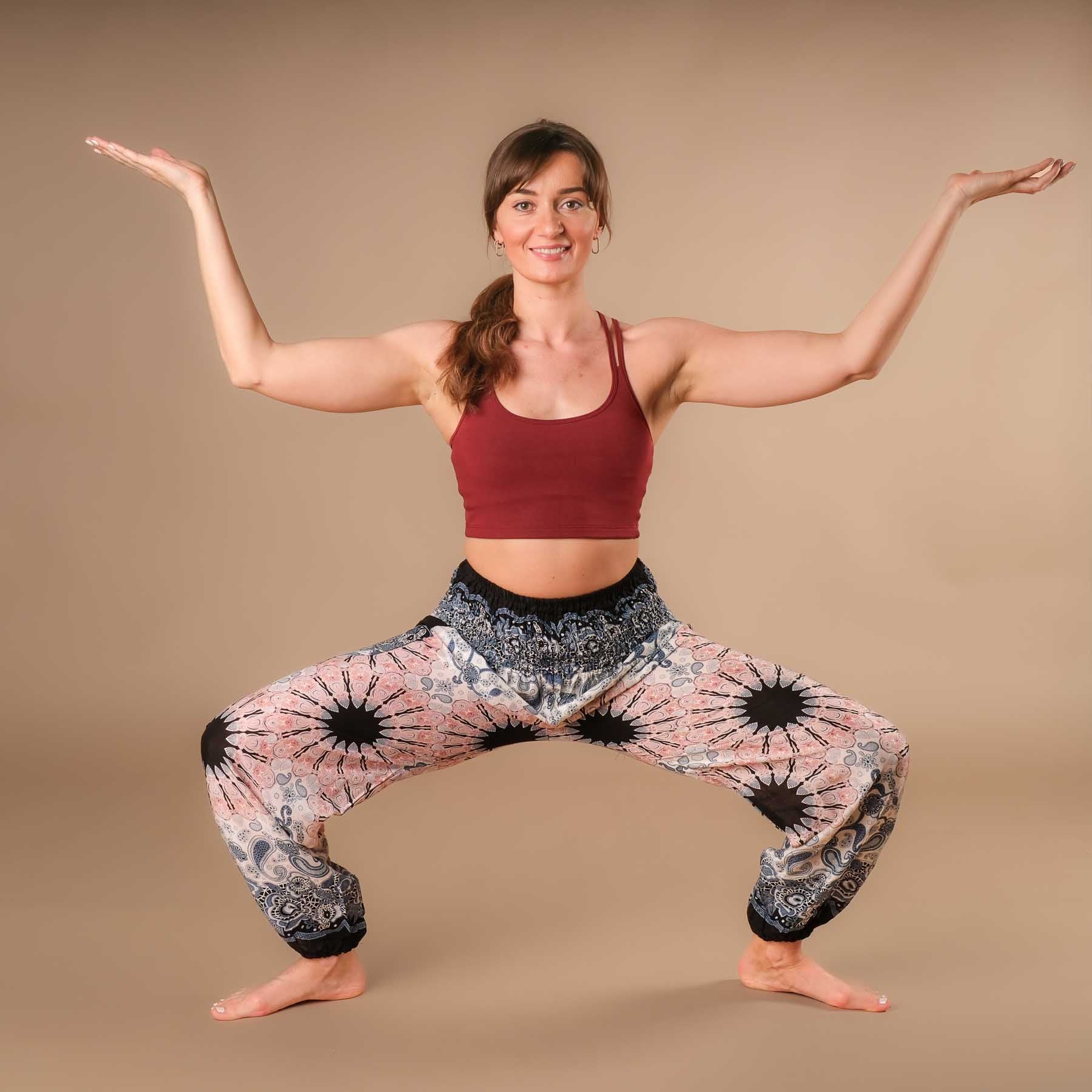 Yoga Haremshose Boho Pants Mandala weiss