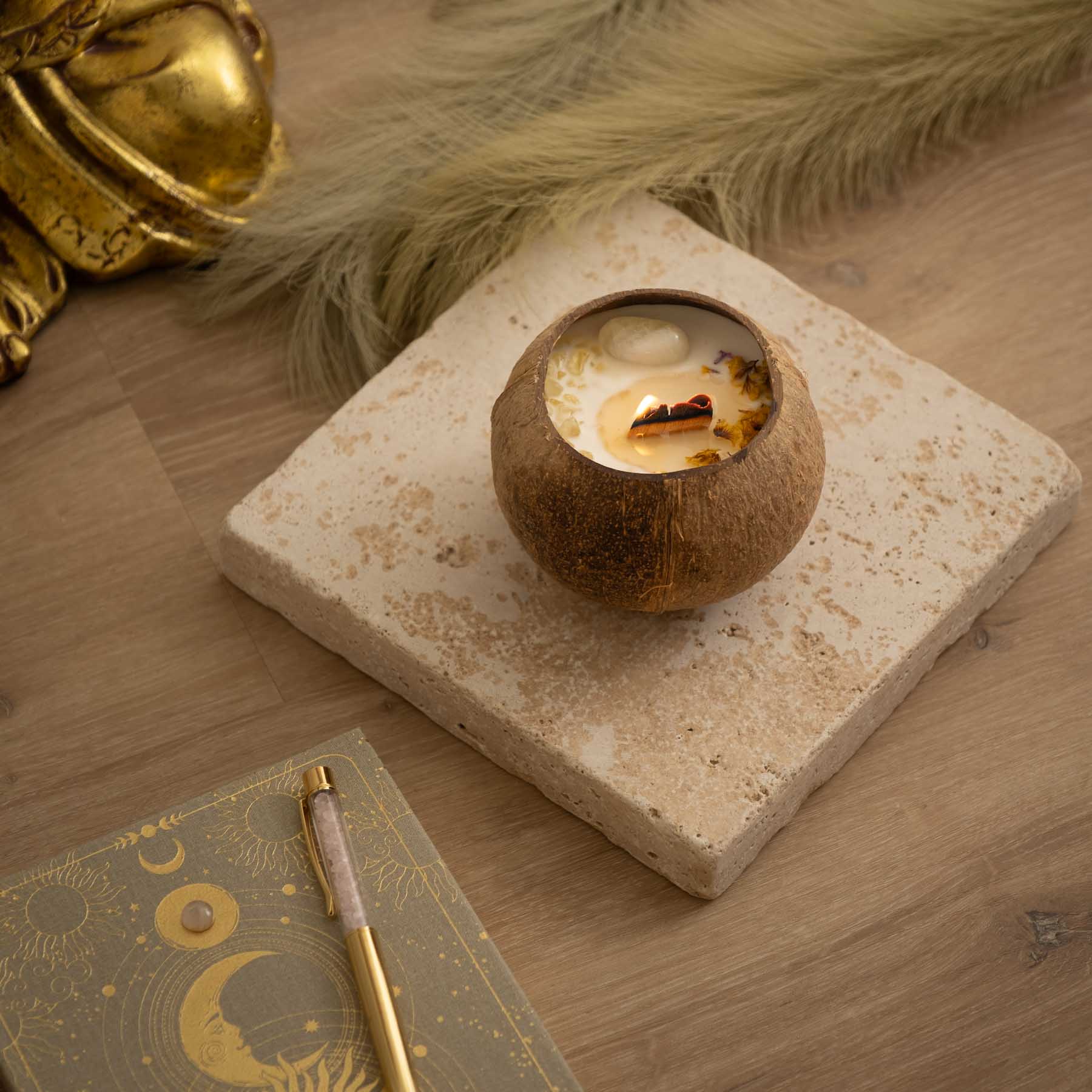 Kokosnuss Edelstein Duftkerze Lime, Basilikum, Mandarin & Citrin