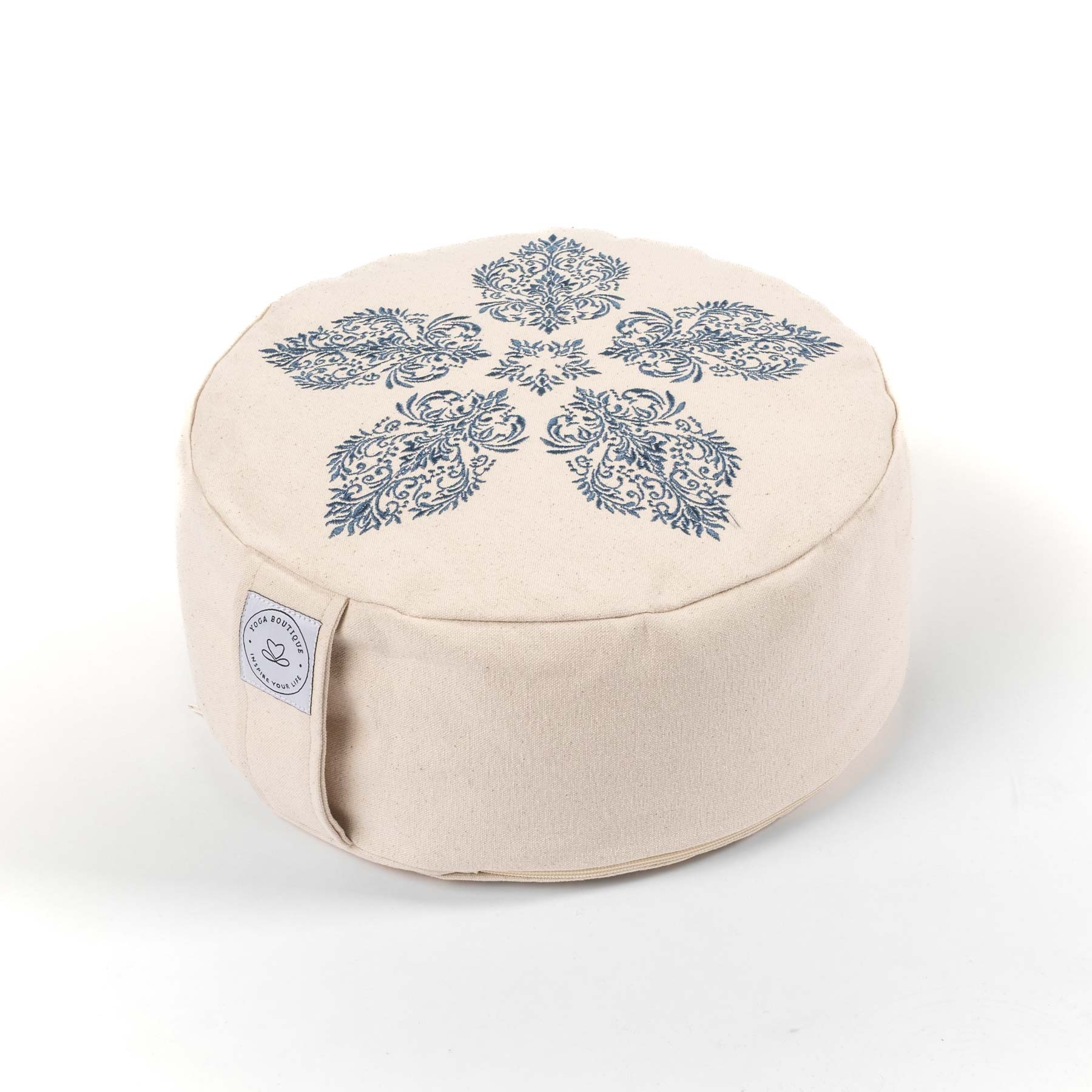 Meditationskissen rund Fleur-de-Lys blau