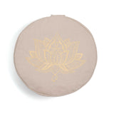 Meditationskissen rund Lotus gold Print sand