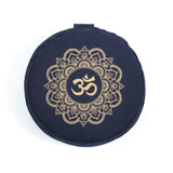 Meditationskissen rund Mandala OM gold Print navy-blau
