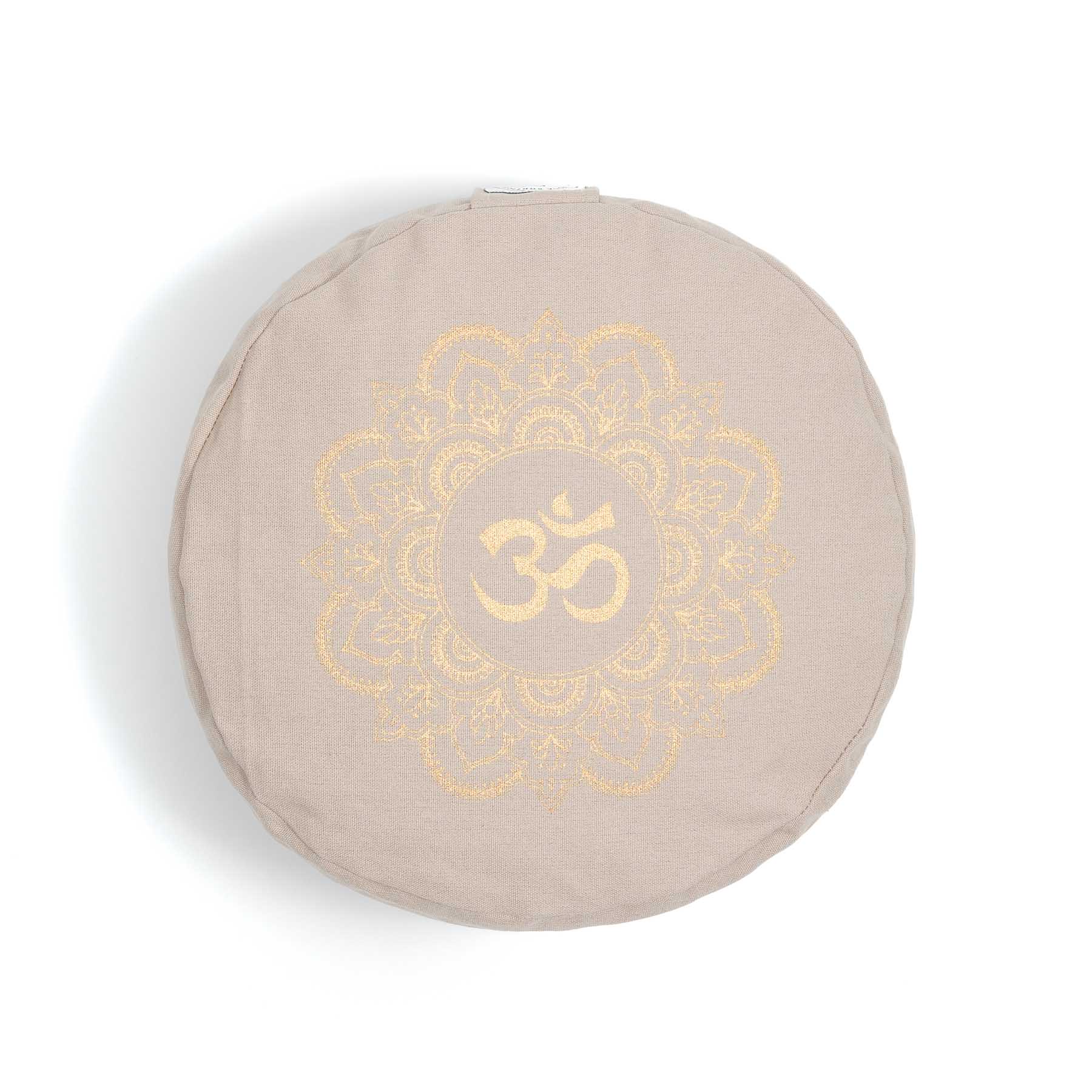 Meditationskissen rund Mandala OM gold Print sand