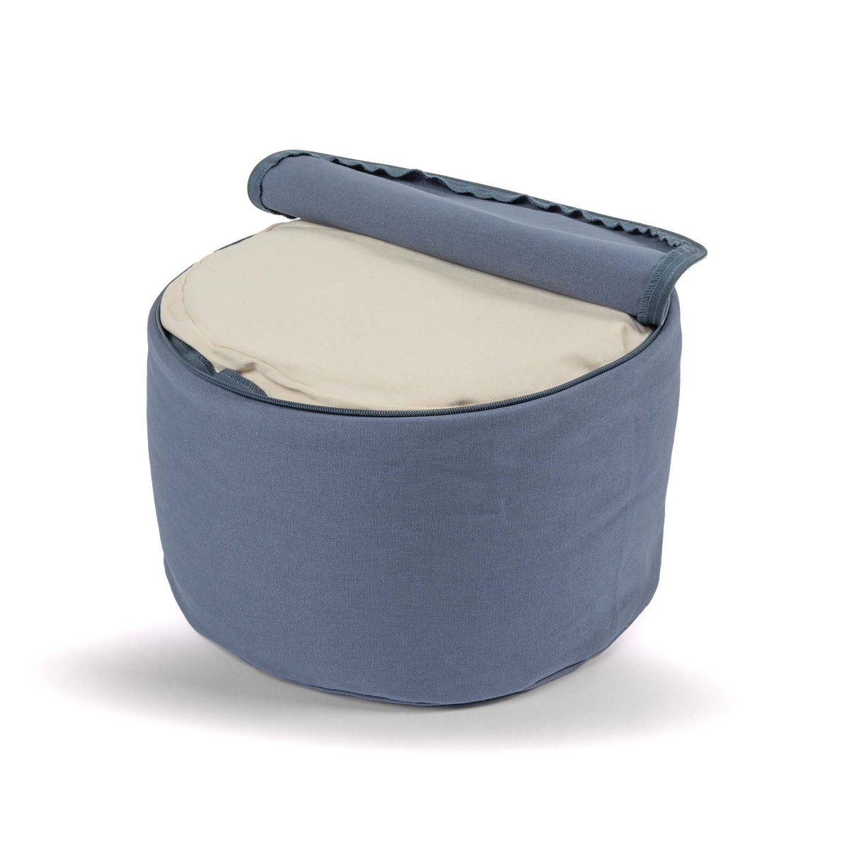 Cuscino da meditazione rotondo, tinta unita, extra alto, blu cielo