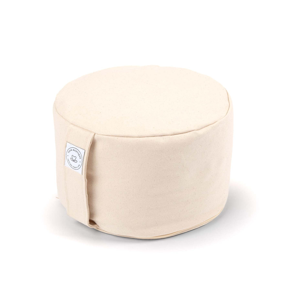 Cuscino da meditazione rotondo, in tinta unita, extra alto, bianco naturale