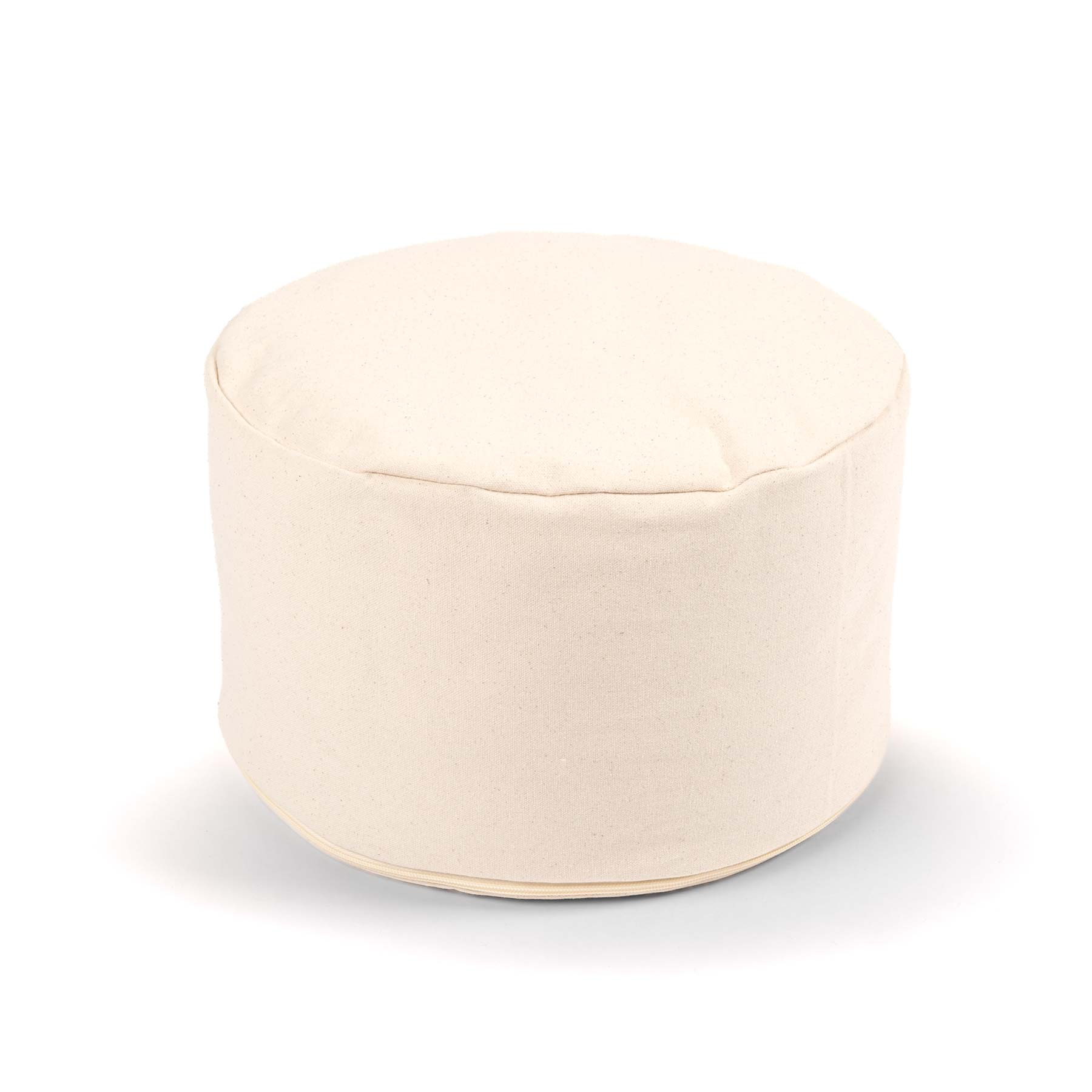Cuscino da meditazione rotondo, in tinta unita, extra alto, bianco naturale