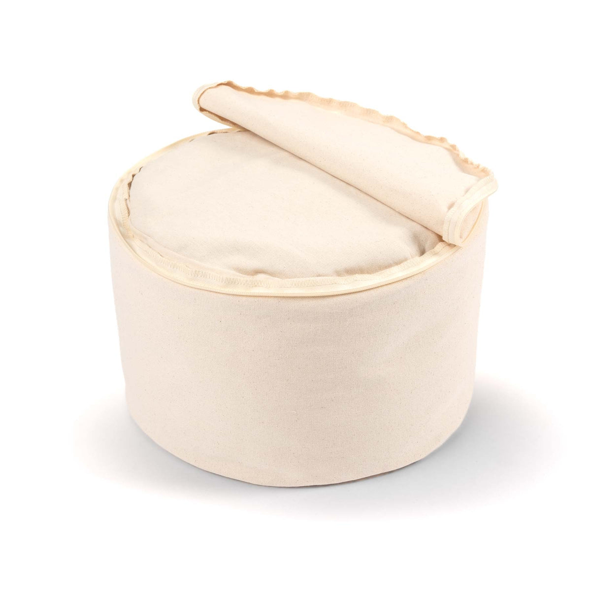 Cuscino da meditazione rotondo, in tinta unita, extra alto, bianco naturale