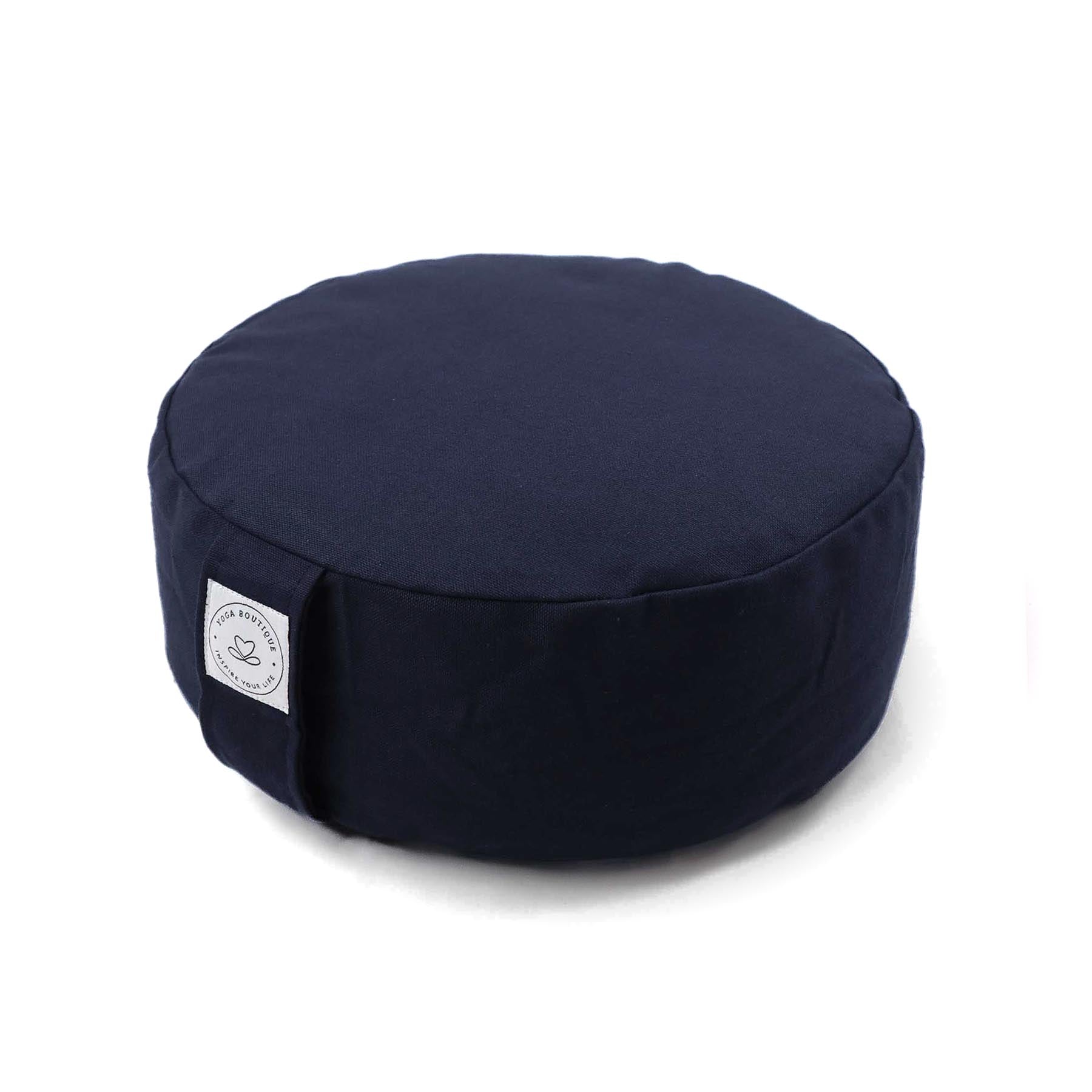 Nachhaltiges Meditationskissen rund uni aus Bio Baumwolle navy blau