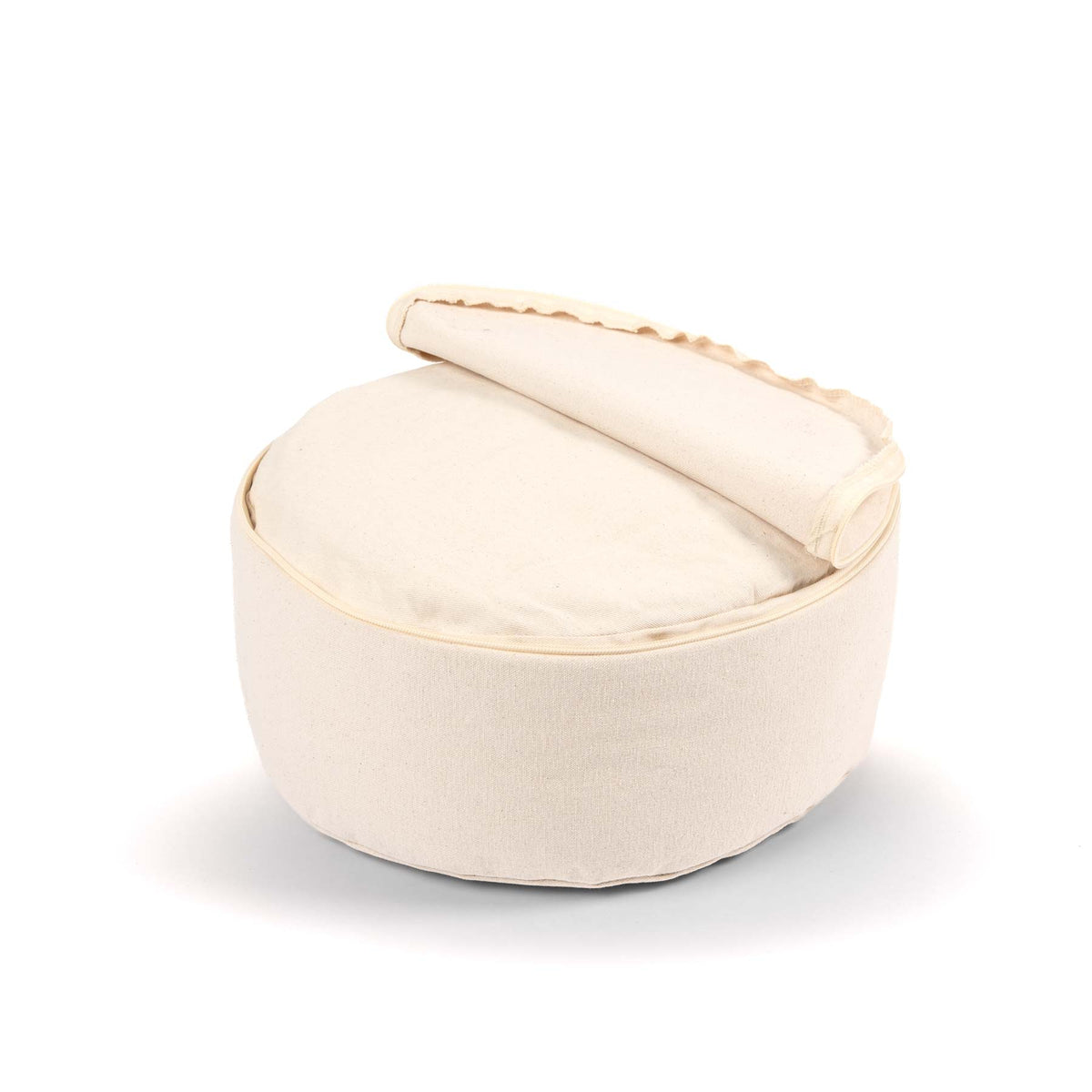 Coussin de méditation rond Yin Yang, brodé d'or, blanc naturel