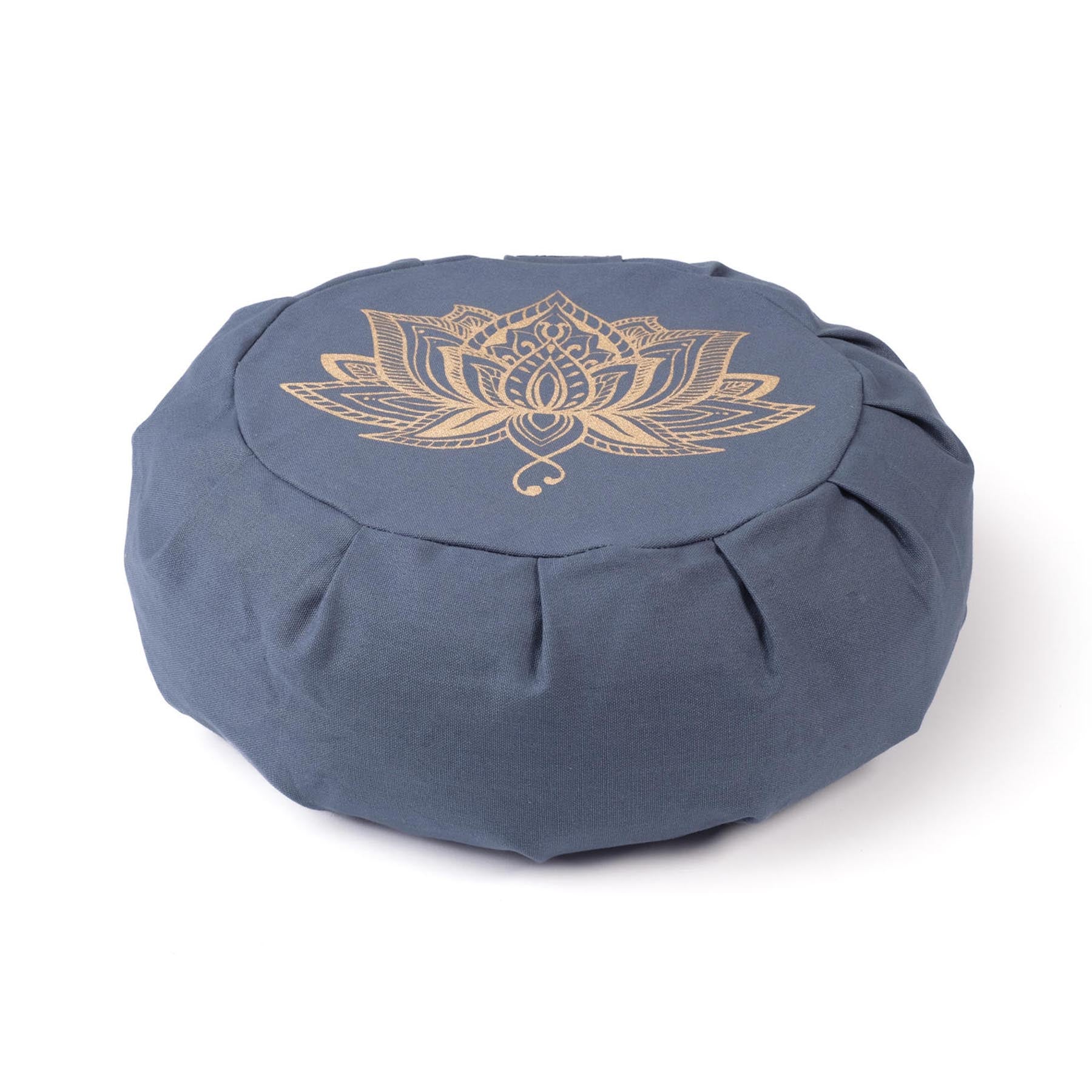 Meditationskissen Zafu Lotus gold Print nachhaltig Baumwolle blue-sky