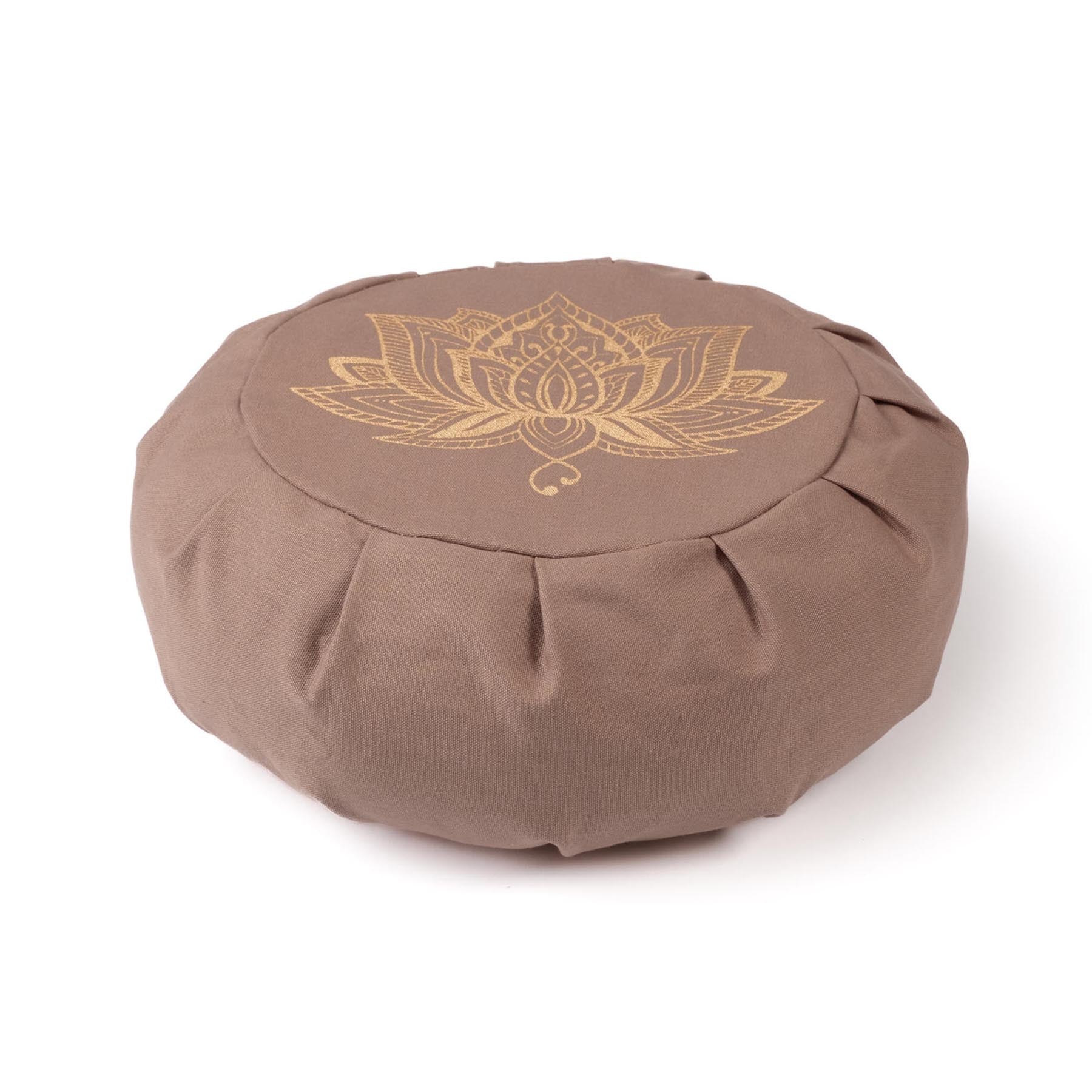 Meditationskissen Zafu Lotus gold Print nachhaltig Baumwolle brown-earth