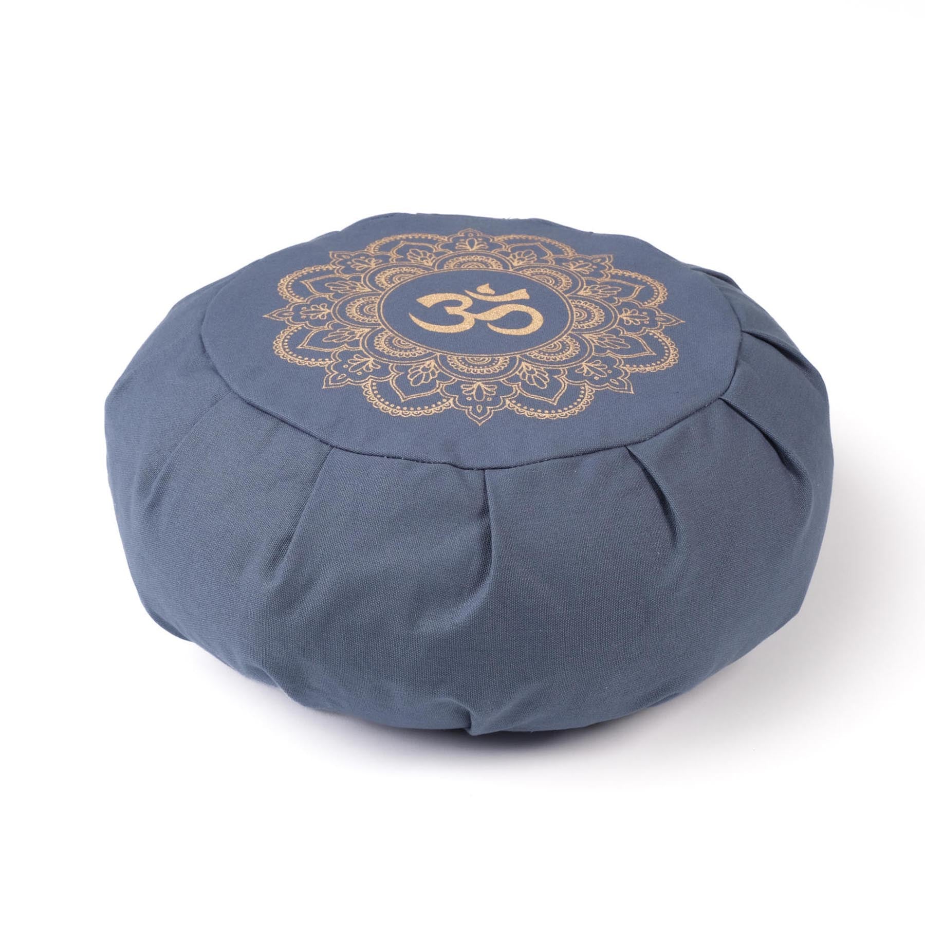 Meditationskissen Zafu aus Bio Baumwolle mit Gold Print Mandala OM blue-sky