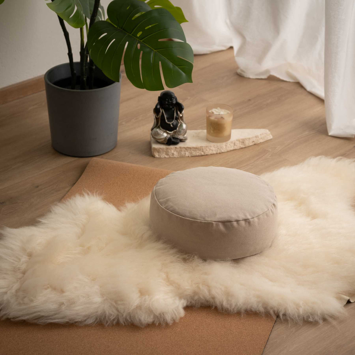 Meditationskissen rund uni SMALL zum Reisen sand