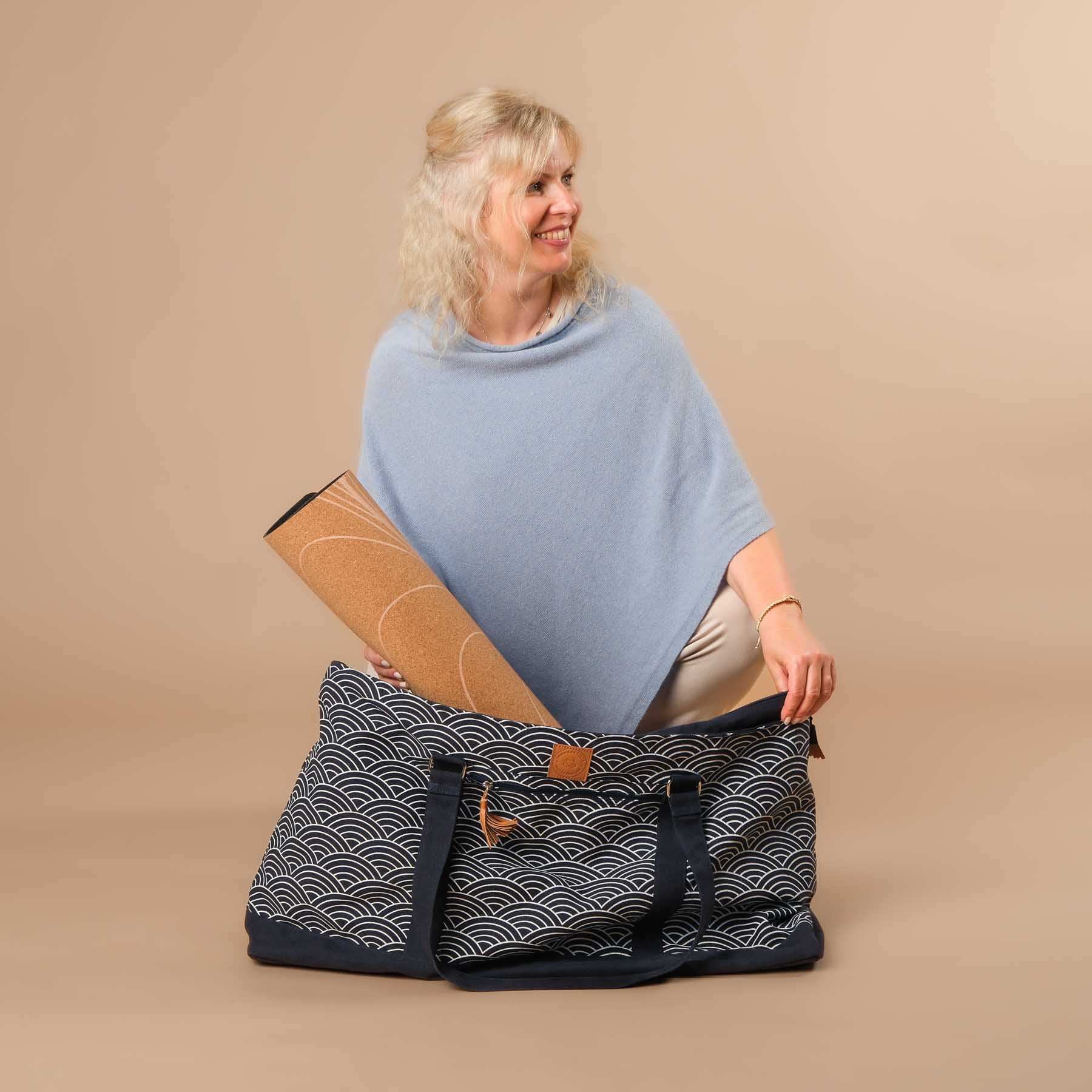Yoga Tasche gross - Reisetasche Waves navy