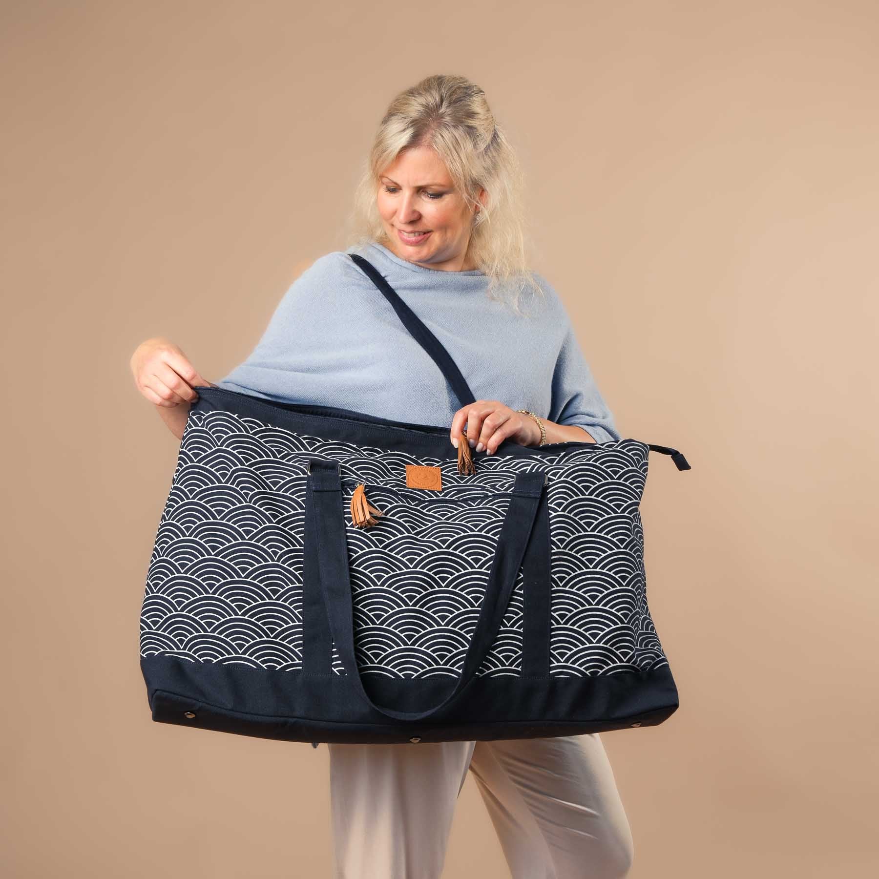 Yoga Tasche gross - Reisetasche Waves navy
