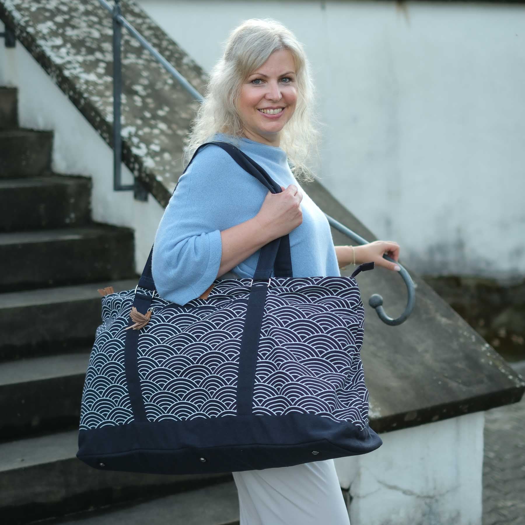 Yoga Tasche gross - Reisetasche Waves navy