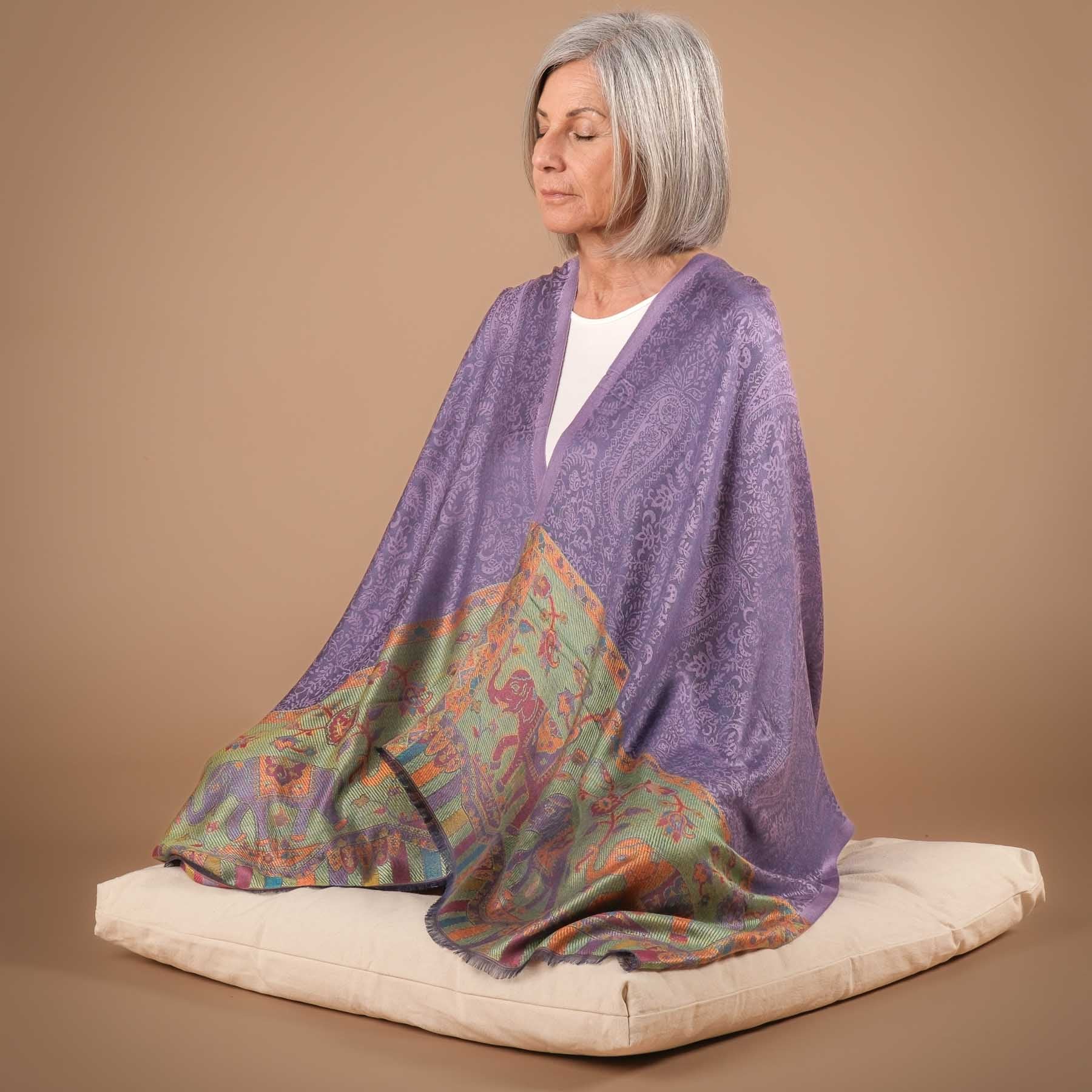 Meditationstuch Schal Ganesh purple