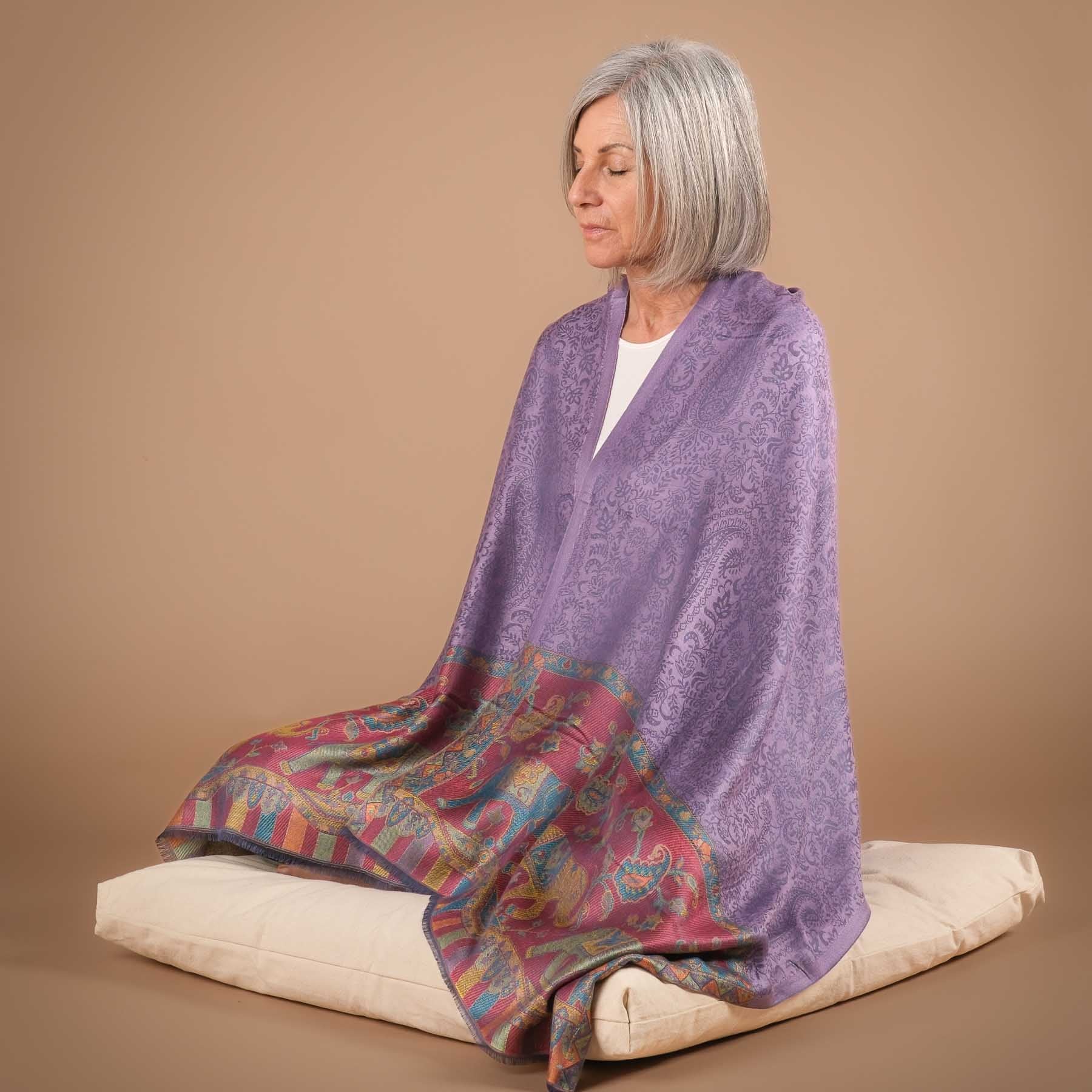 Meditationstuch Schal Ganesh purple