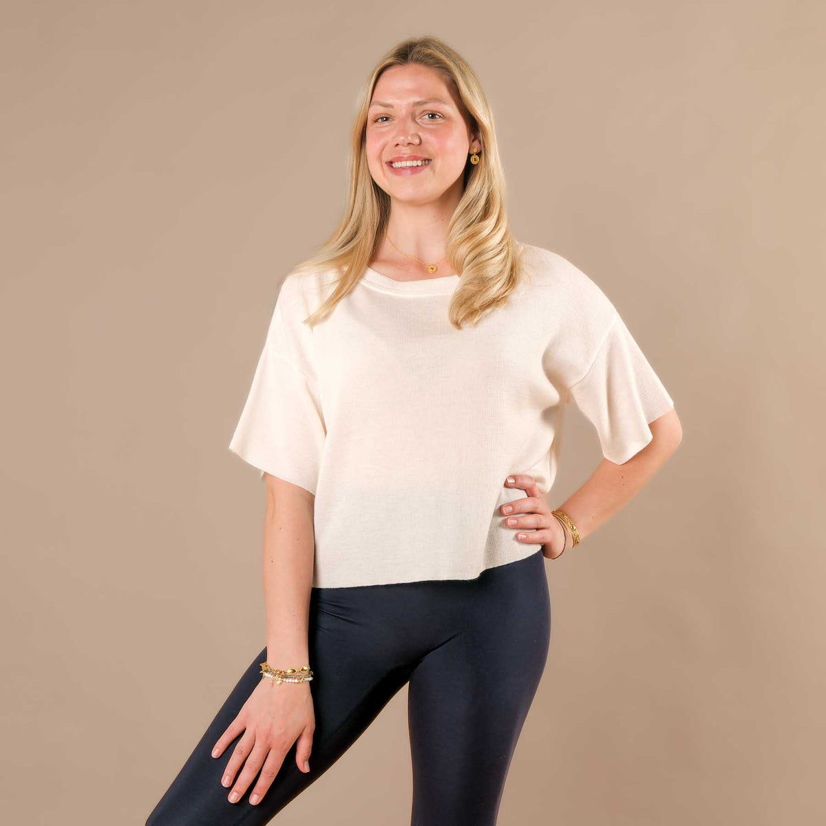 Boxy T-Shirt 100% Merino Swiss made off white