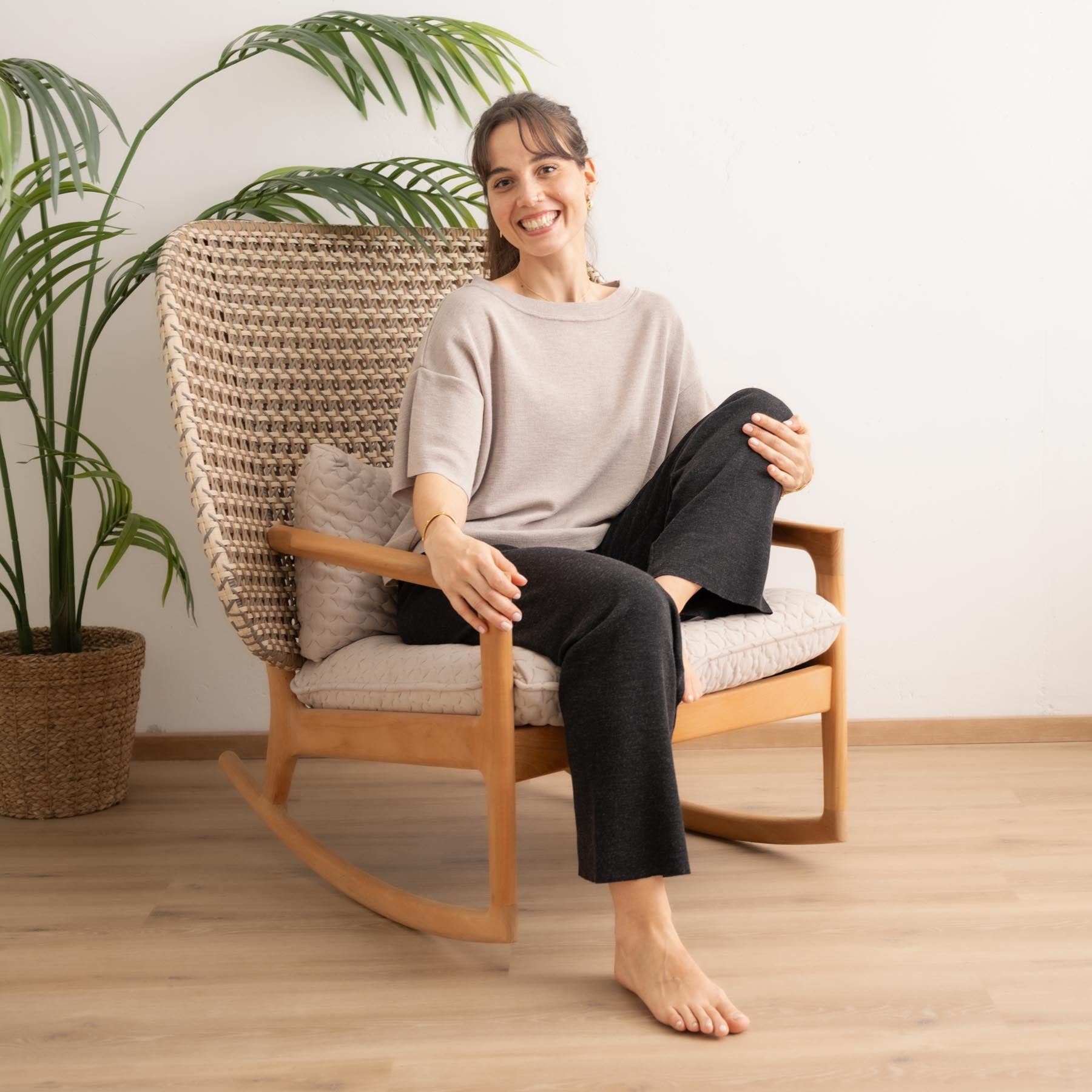 T-shirt ample 100 % laine mérinos, fabriqué en Suisse, beige