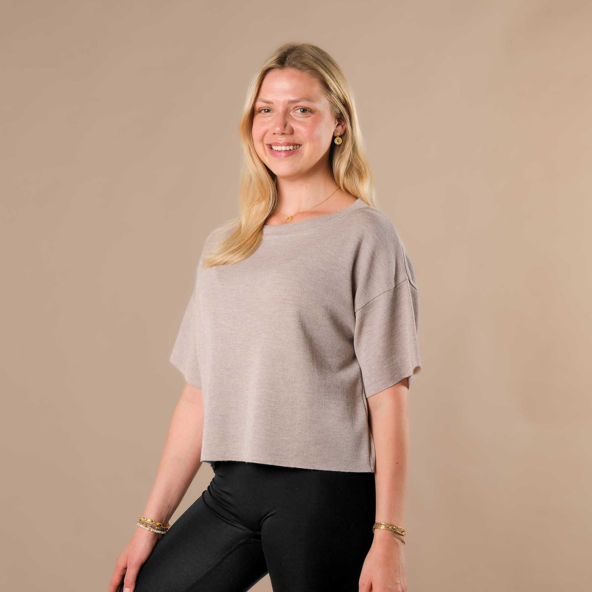 Boxy T-Shirt 100% Merino Swiss made beige