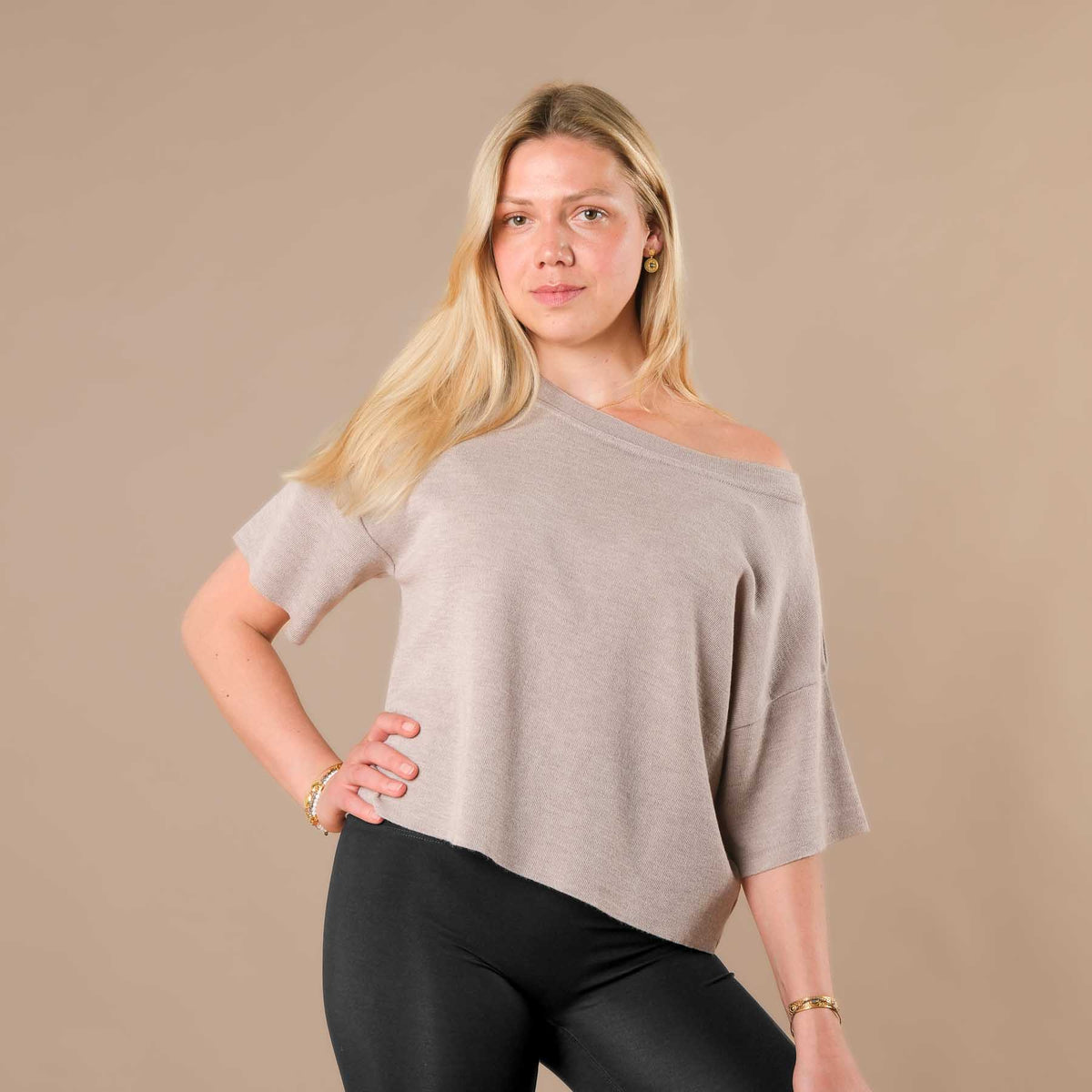 Boxy T-Shirt 100% Merino Swiss made beige