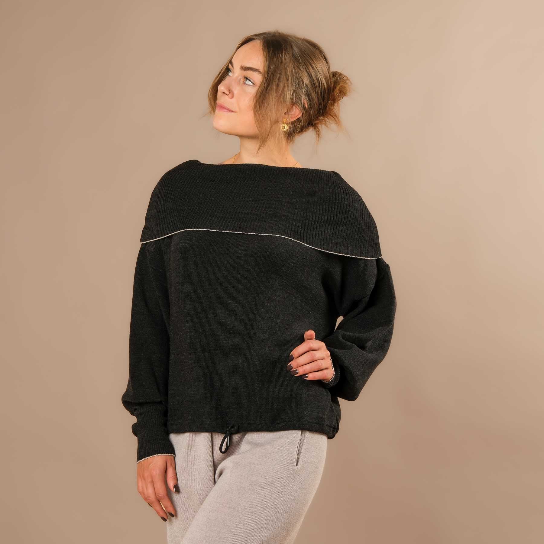 Merino Rollkragen Pullover nachhaltig und Swiss made anthrazit