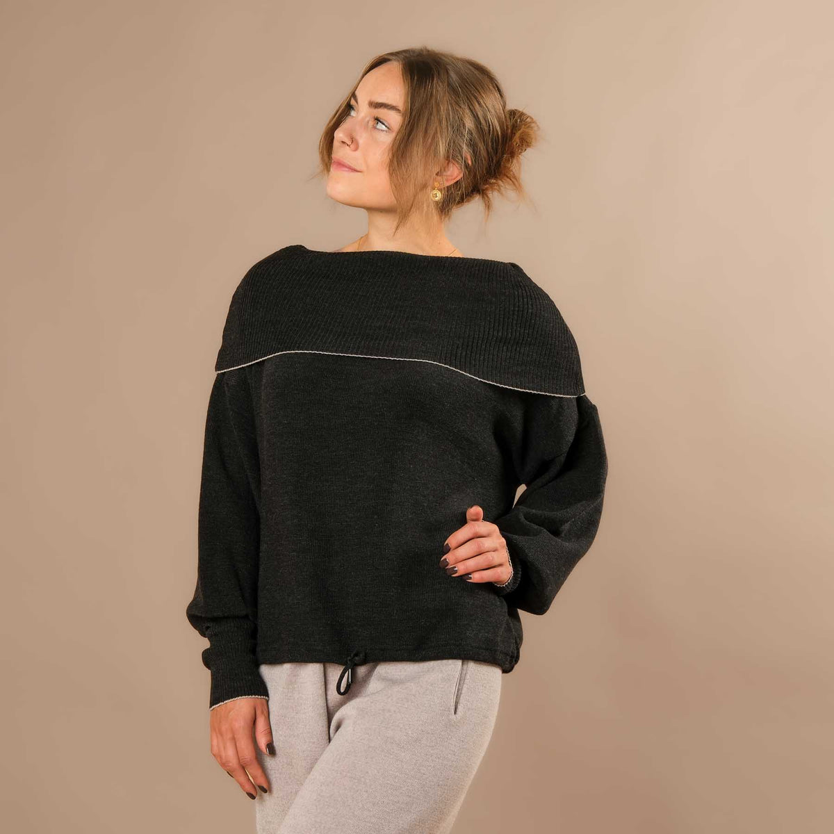 Merino Rollkragen Pullover nachhaltig und Swiss made anthrazit
