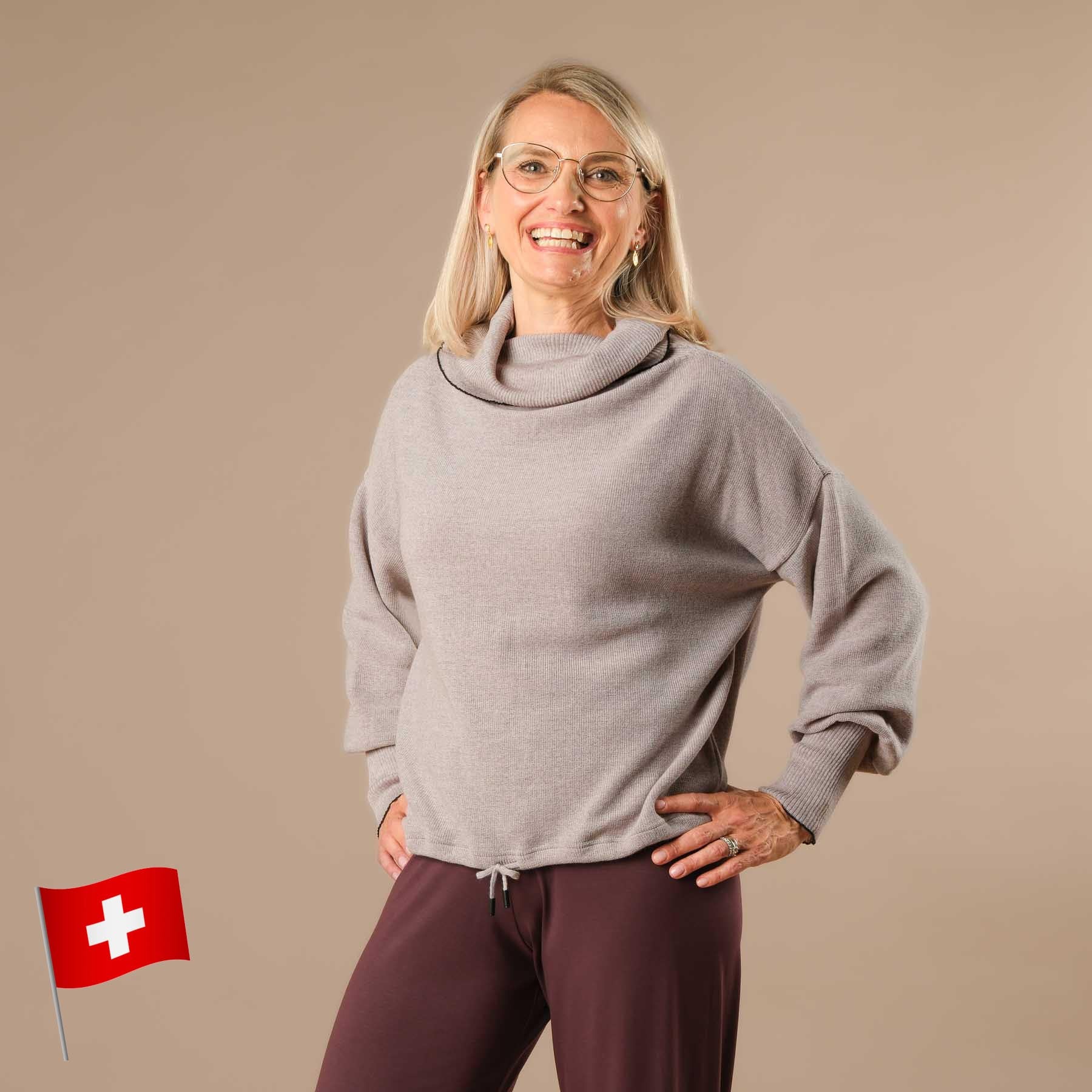 Merino Rollkragen Pullover nachhaltig und Swiss made beige 
