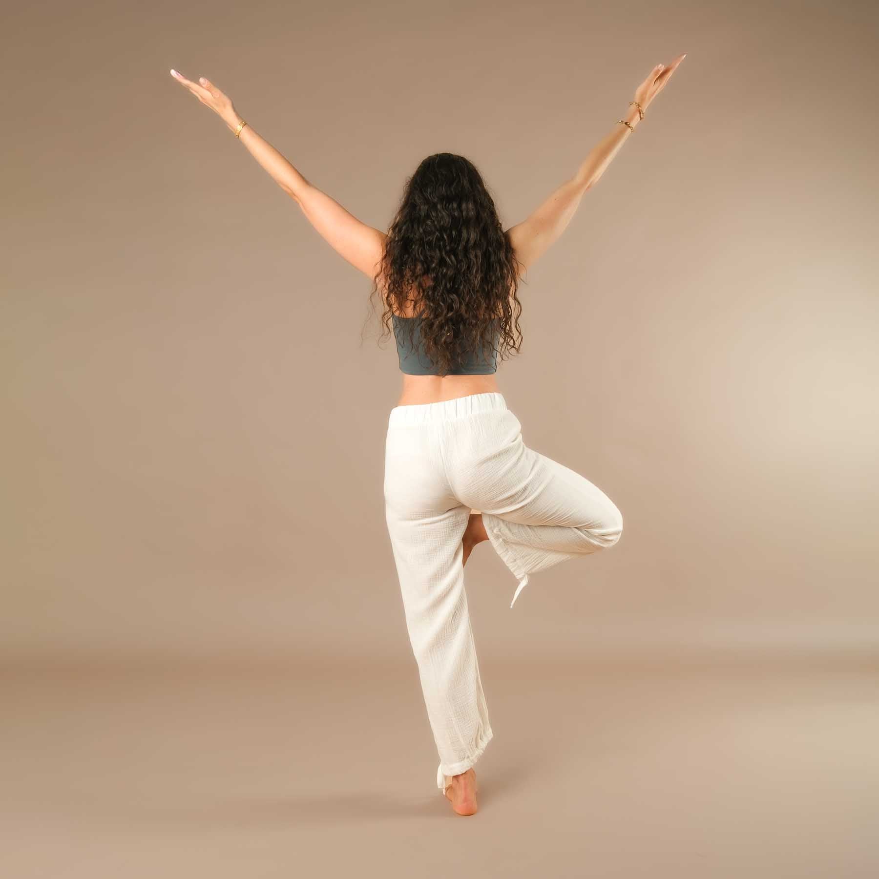 Pantalon long en mousseline pour femme, blanc