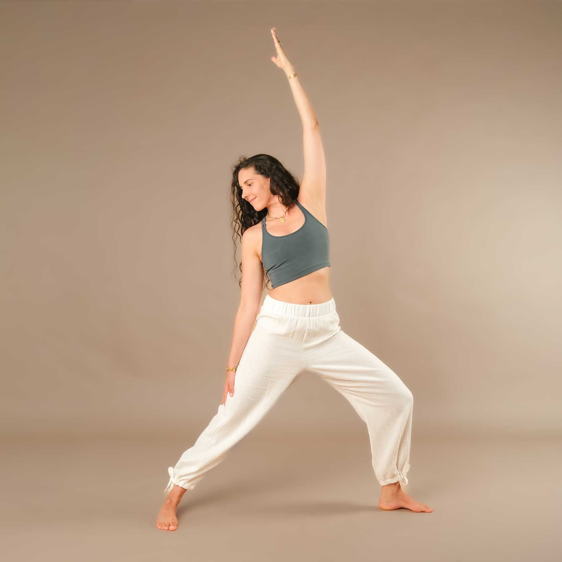 Pantalon long en mousseline pour femme, blanc