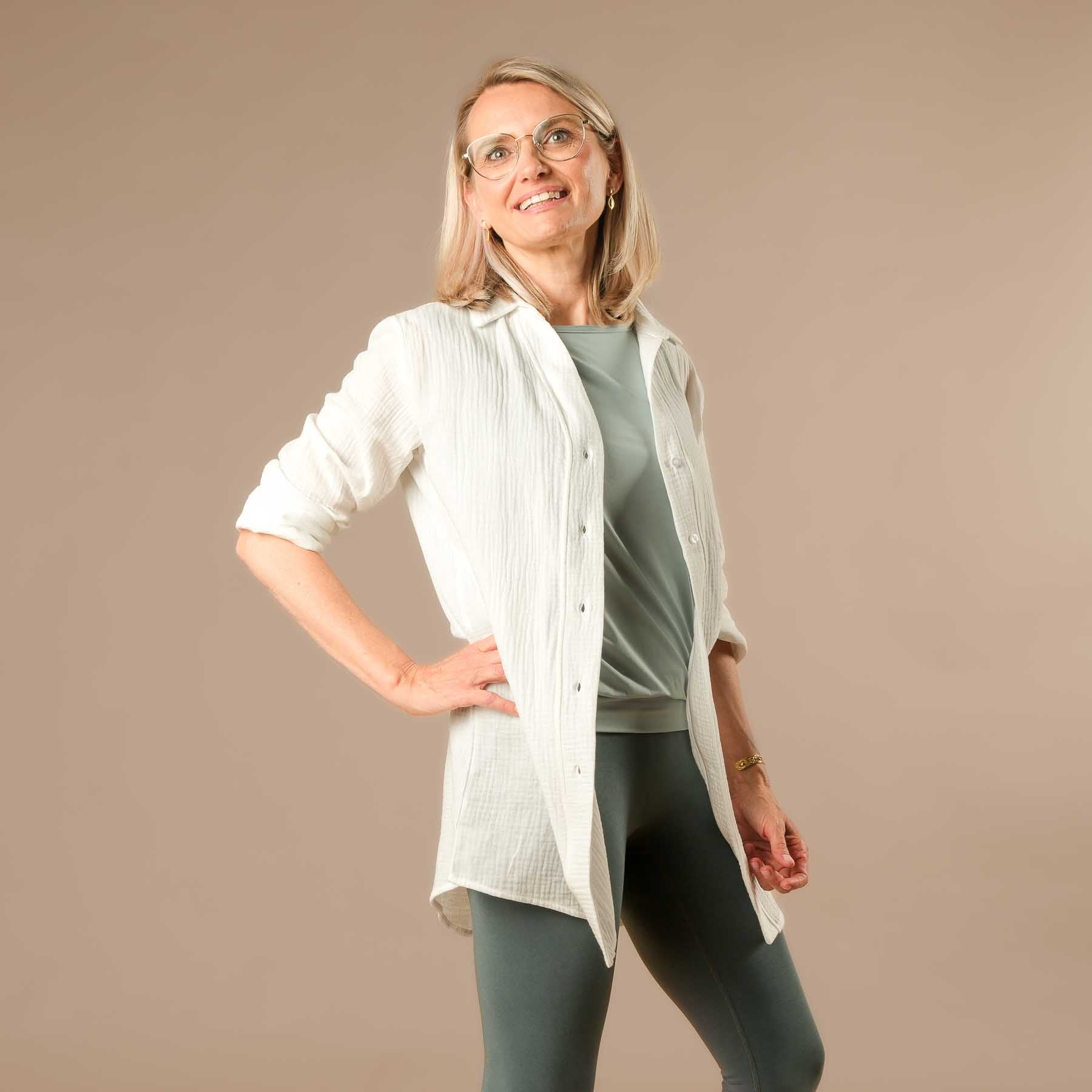 Musselin Bluse Tunika Damen weiss