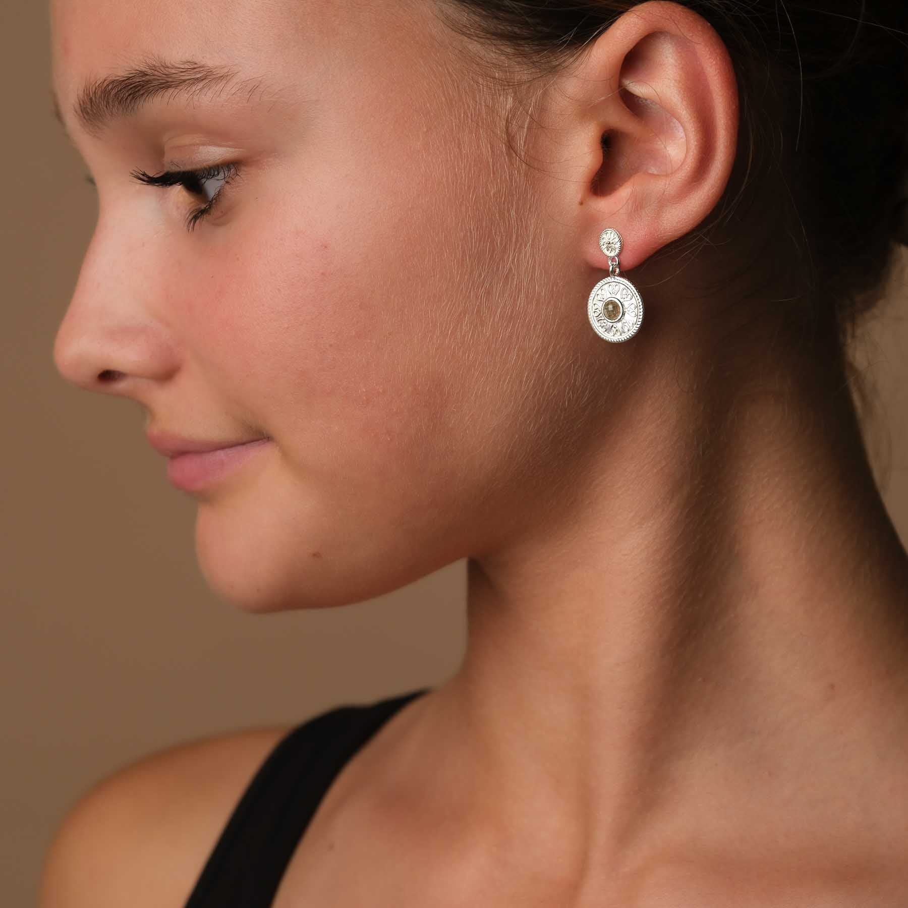 Ohrhänger Mandala Love mit Labradorit silber