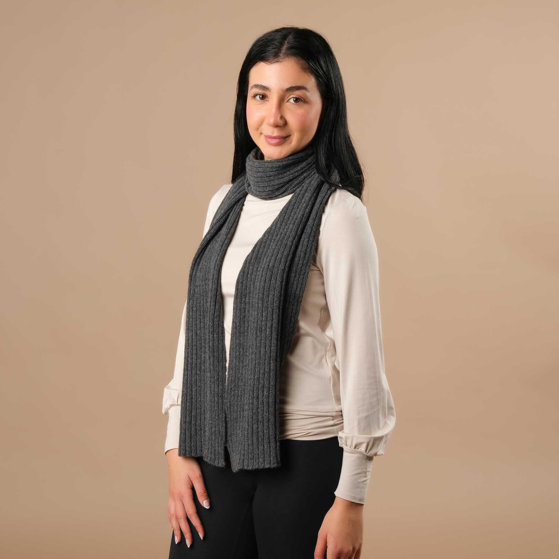 Kaschmir Schal gerippt anthrazit