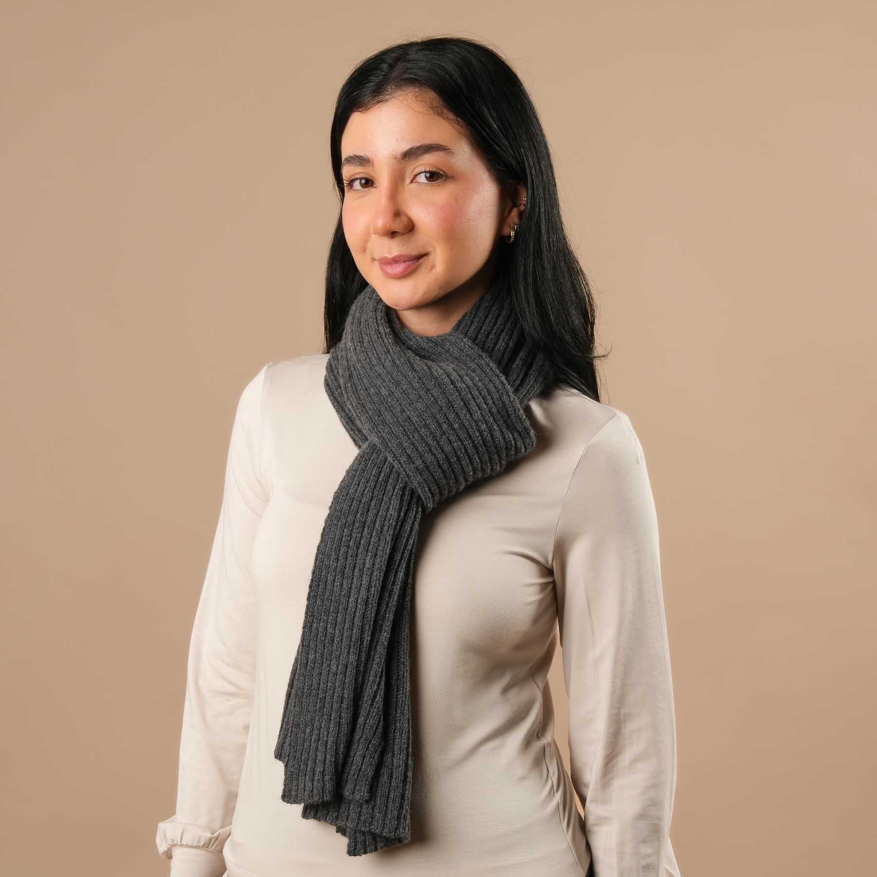 Kaschmir Schal gerippt anthrazit