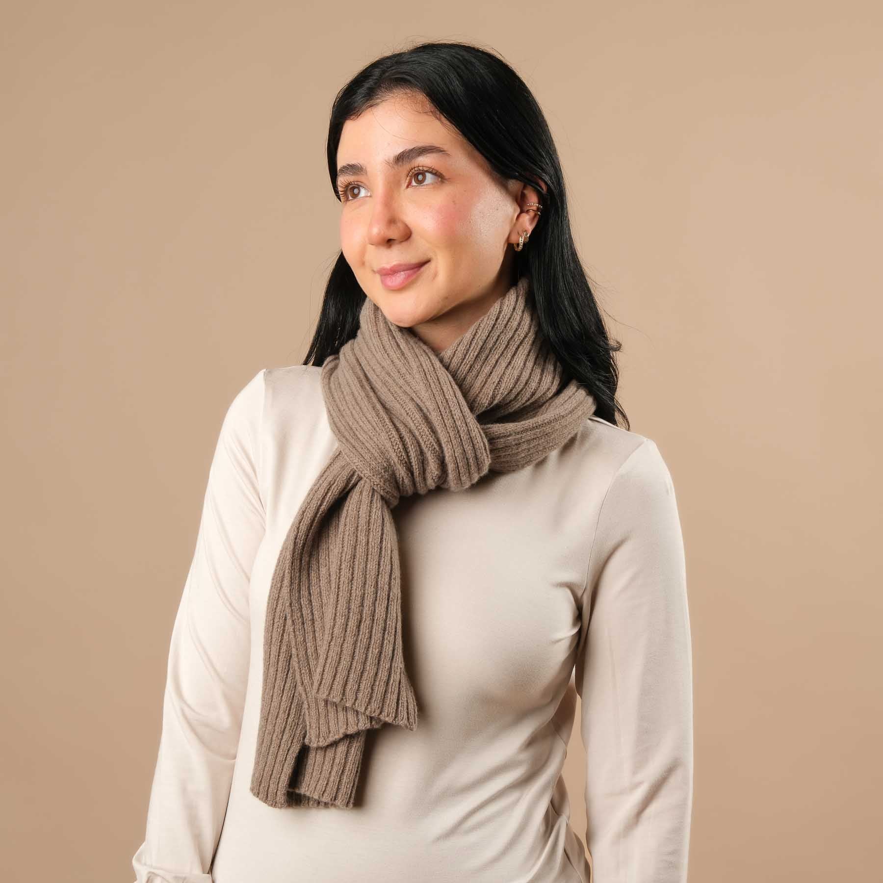 Kaschmir Schal gerippt braun