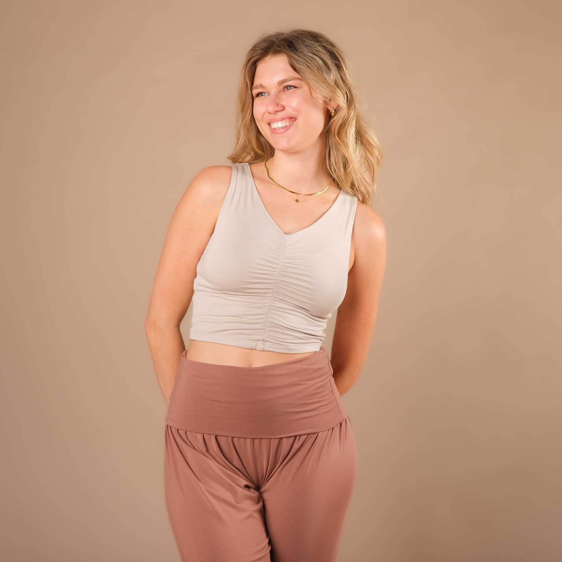 Sommer Crop Top gerafft Comfy sand