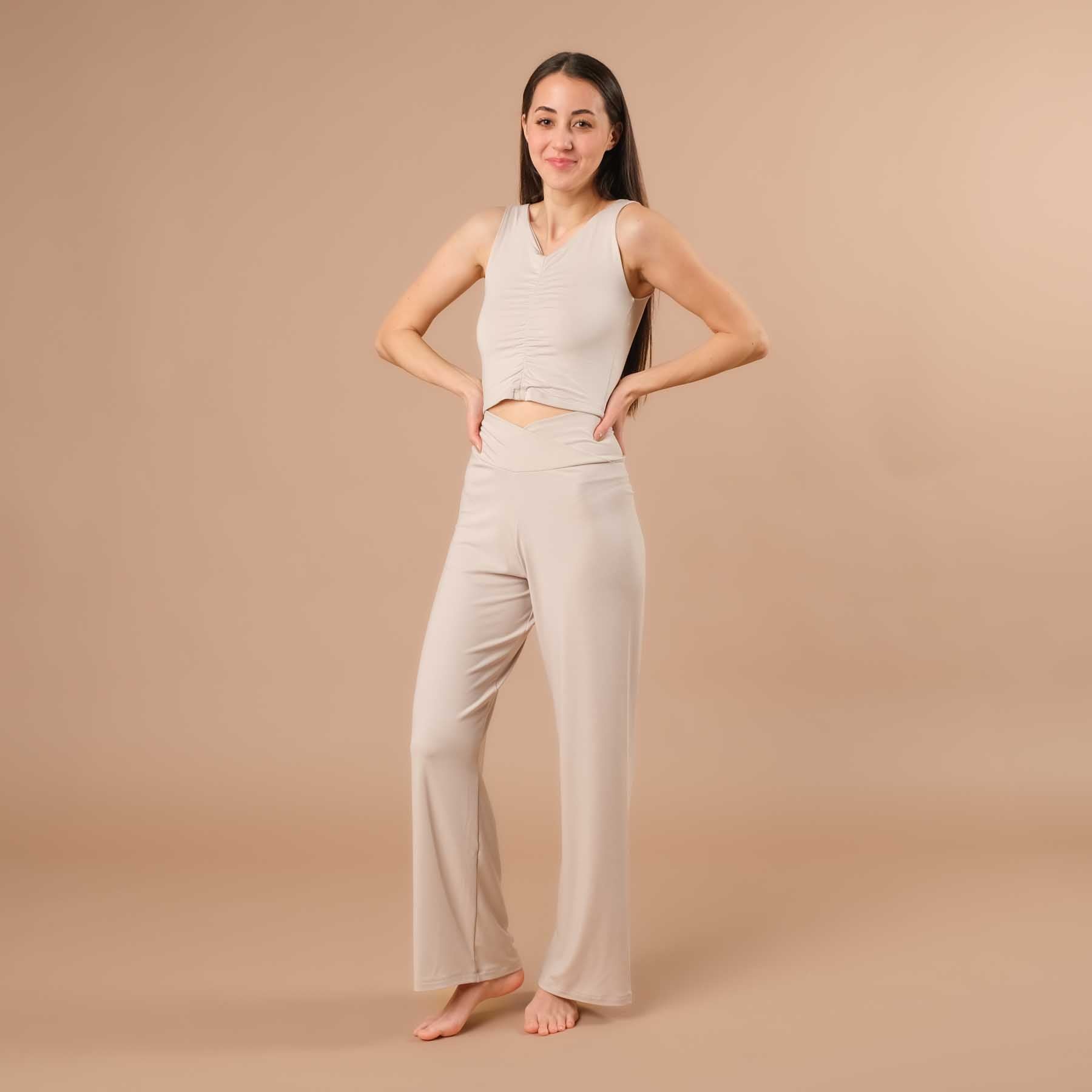 Sommer Crop Top gerafft Comfy sand