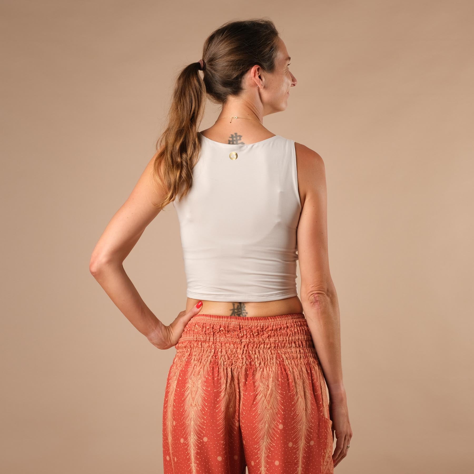 Sommer Crop Top gerafft Comfy sand