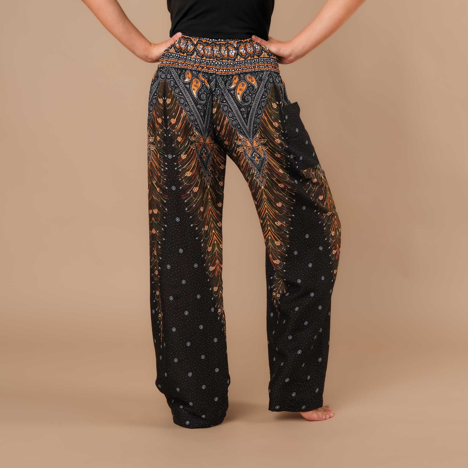 Sommerhose Palazzo Feather schwarz