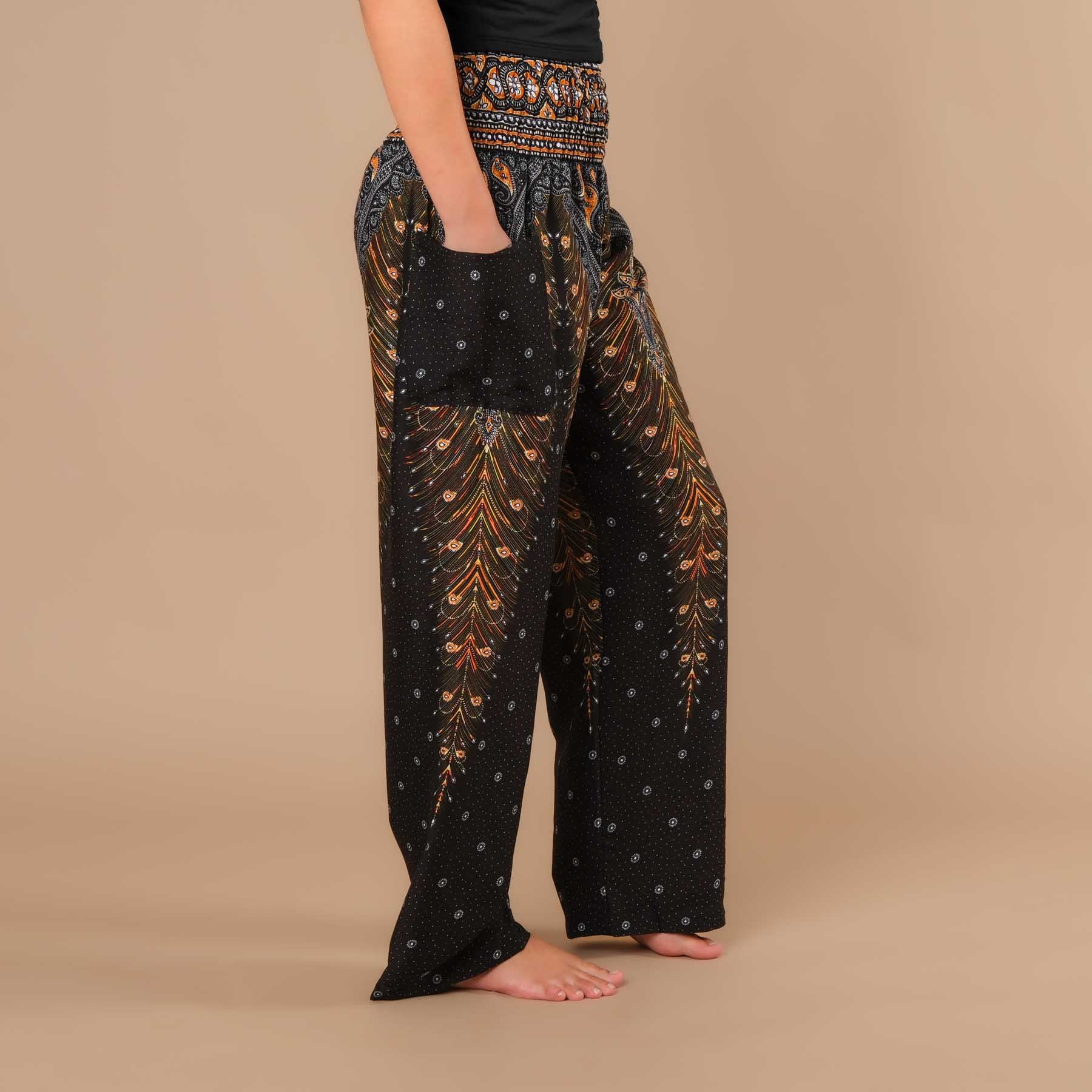 Sommerhose Palazzo Feather schwarz