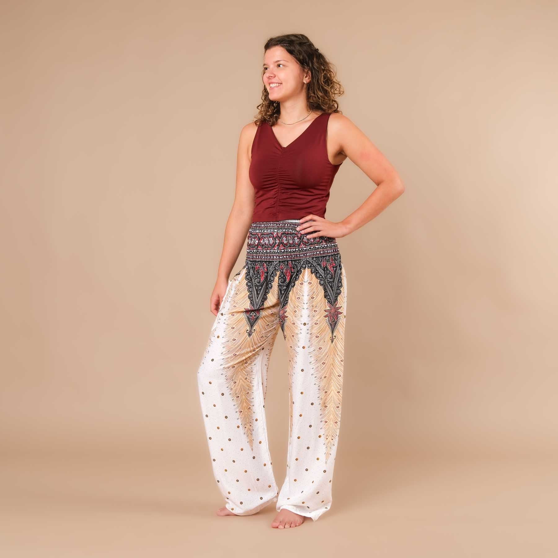 Sommerhose Palazzo Feather weiss