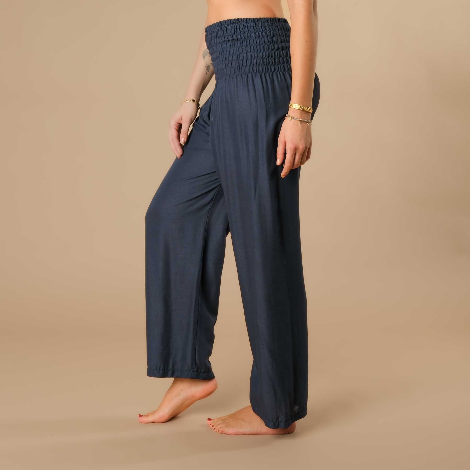 Pantalon d'été Palazzo uni navy