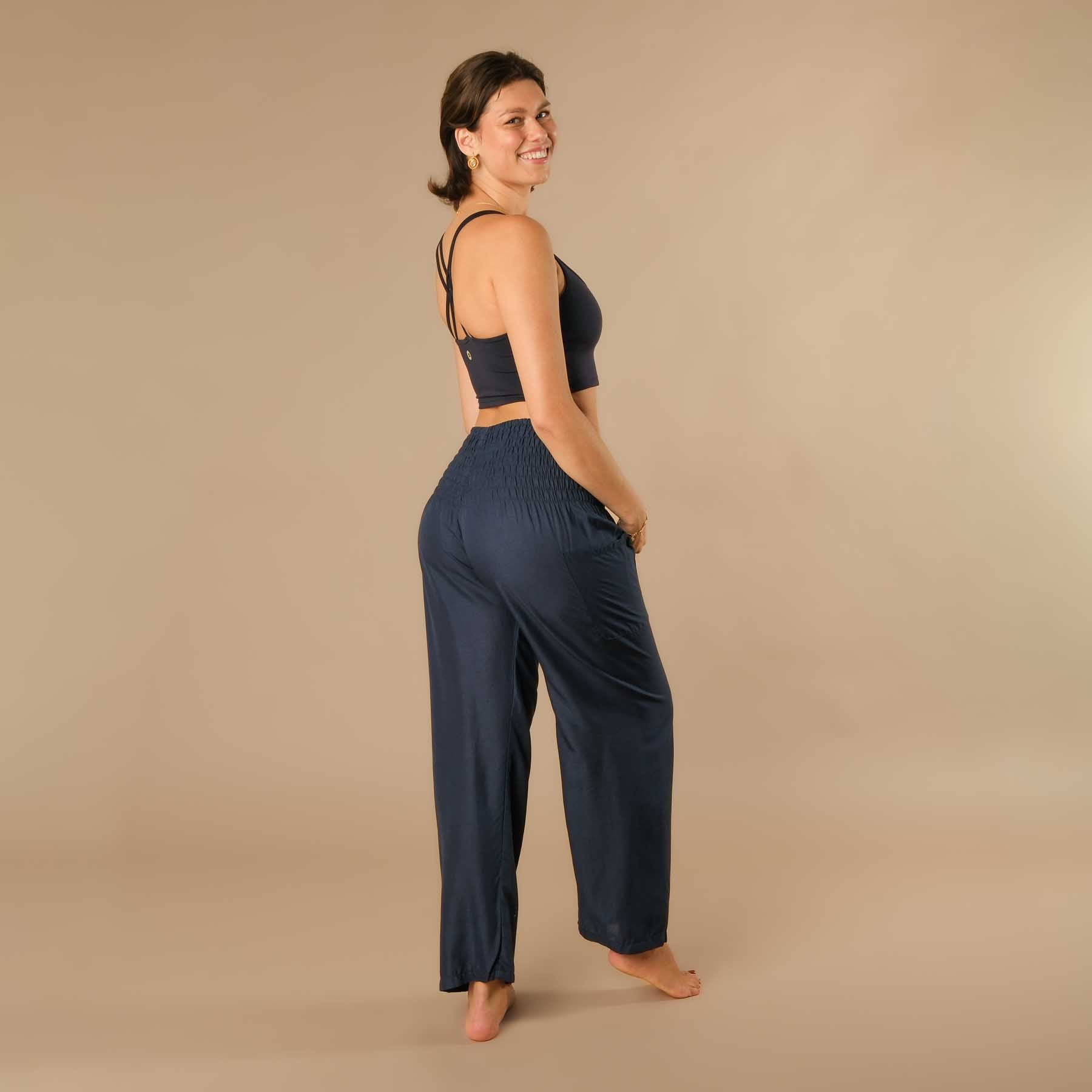 Pantalon d'été Palazzo uni navy