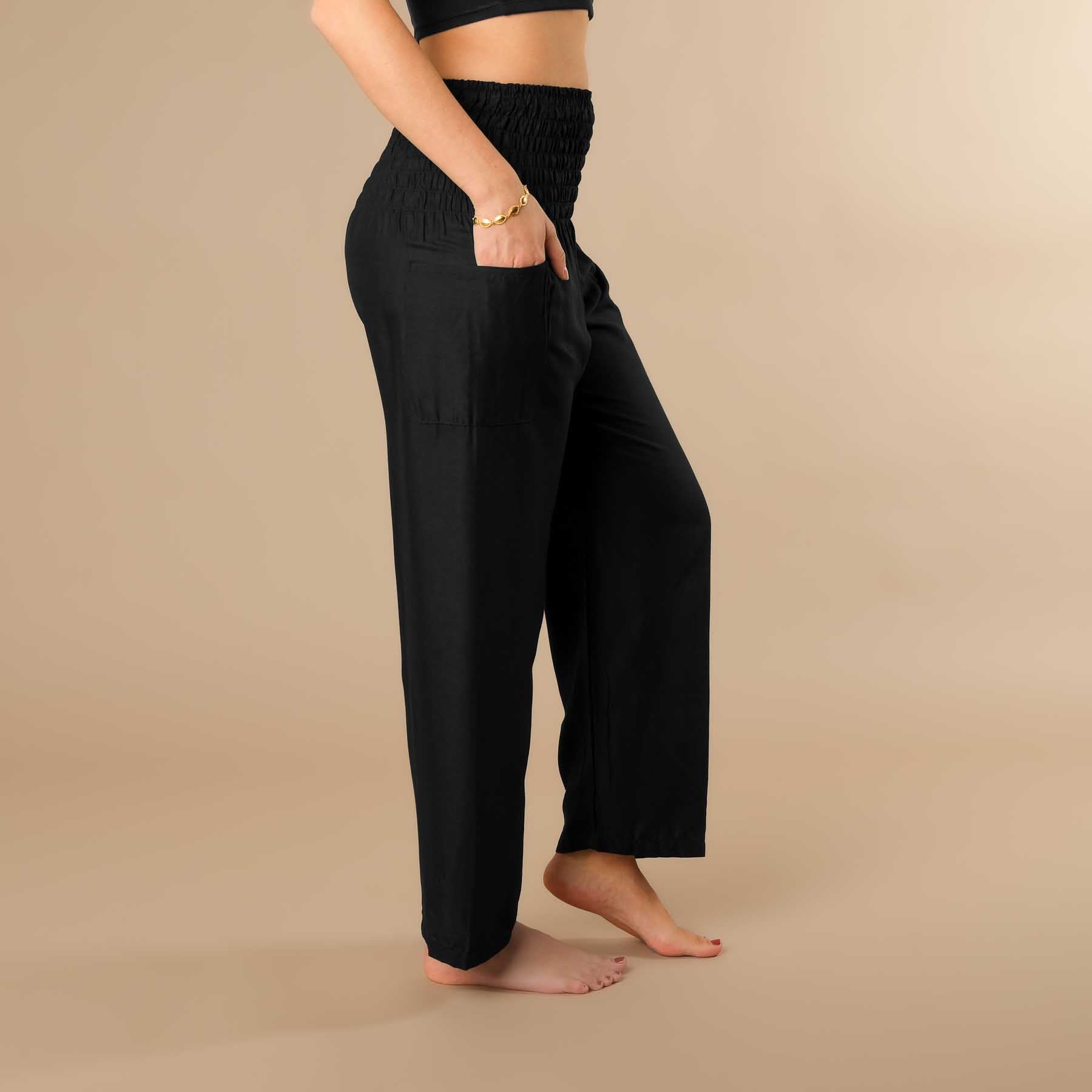 Pantalon d'été Palazzo uni noir