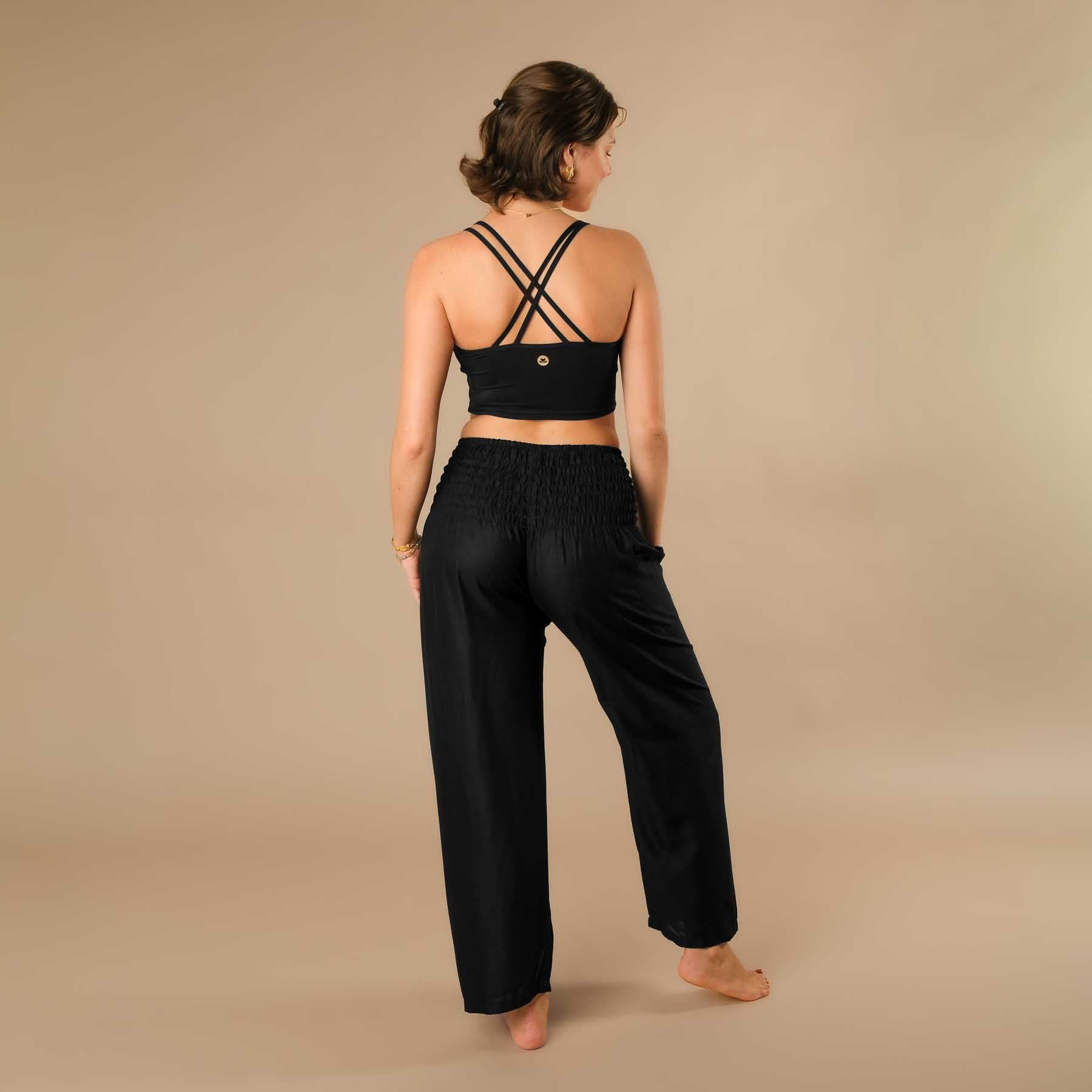 Pantalon d'été Palazzo uni noir