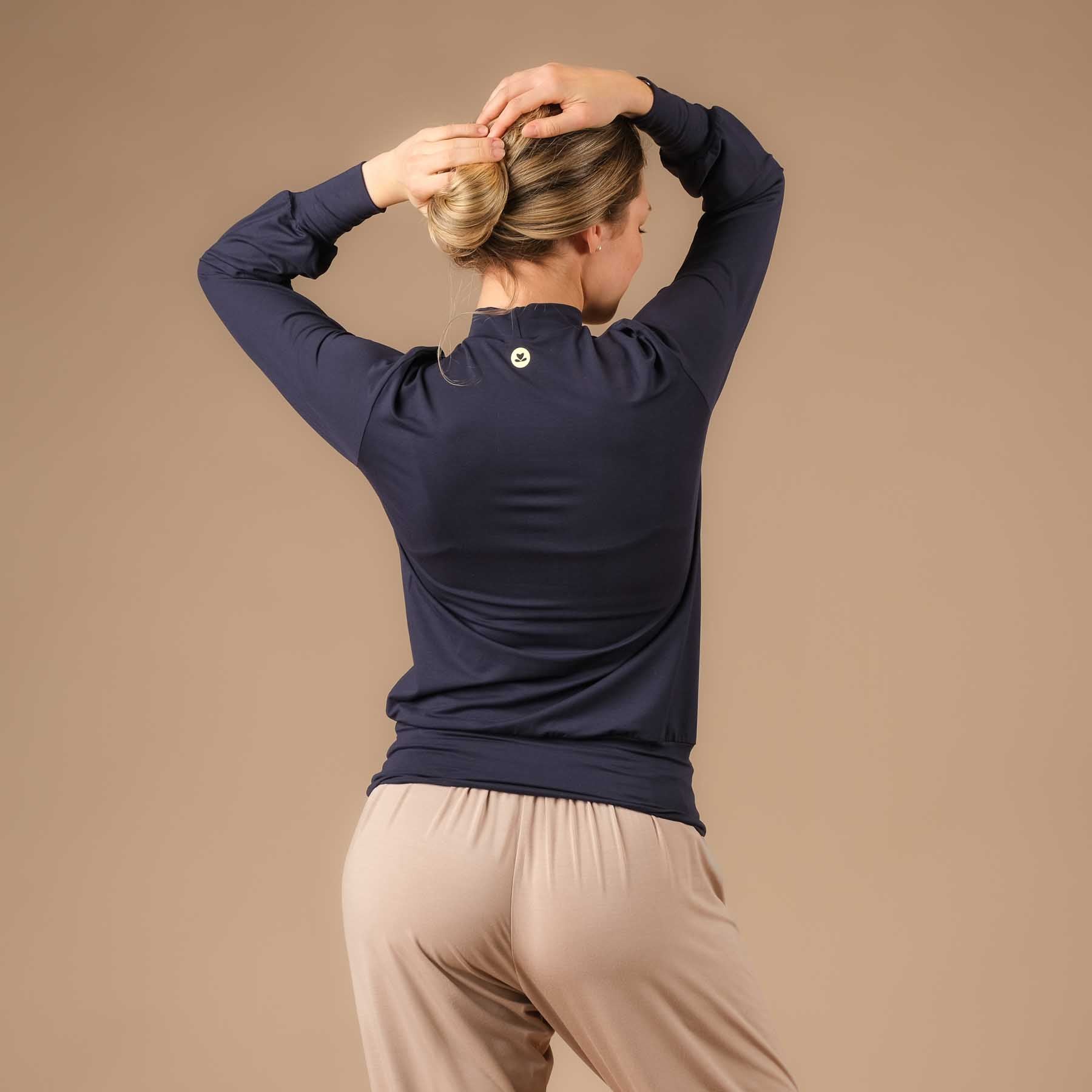 Yoga Turtleneck Kragen Shirt langarm navy blau