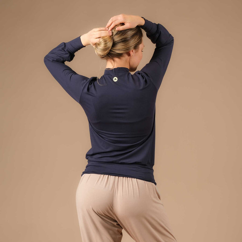 Natürliche Frauen Langarm Shirt Bio Kleidung Yoga Shirt Merinowolle  Crewneck Sweatshirt Thermo Shirt 250gsm -  Schweiz