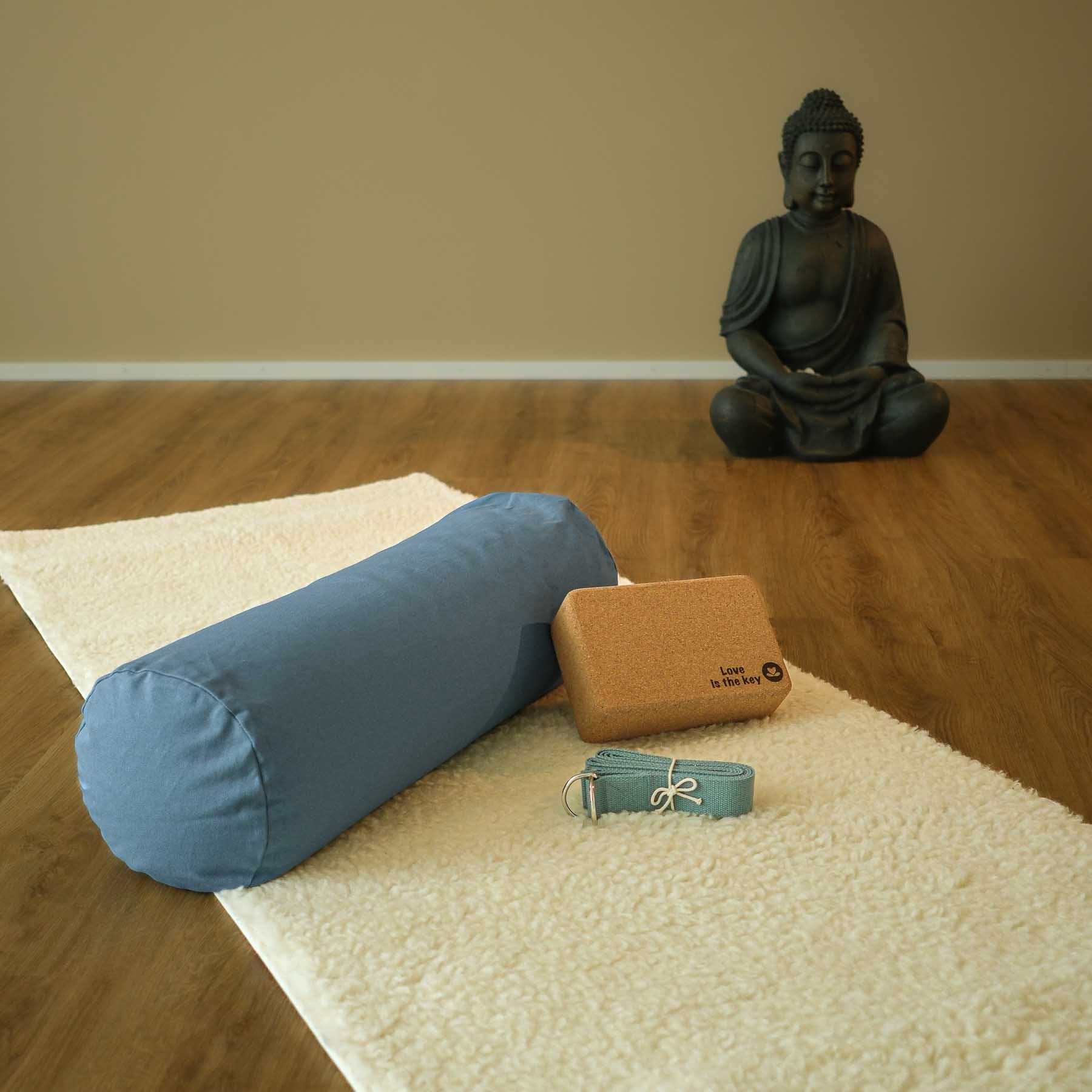 Yoga Bolster aus Baumwolle uni blue-sky